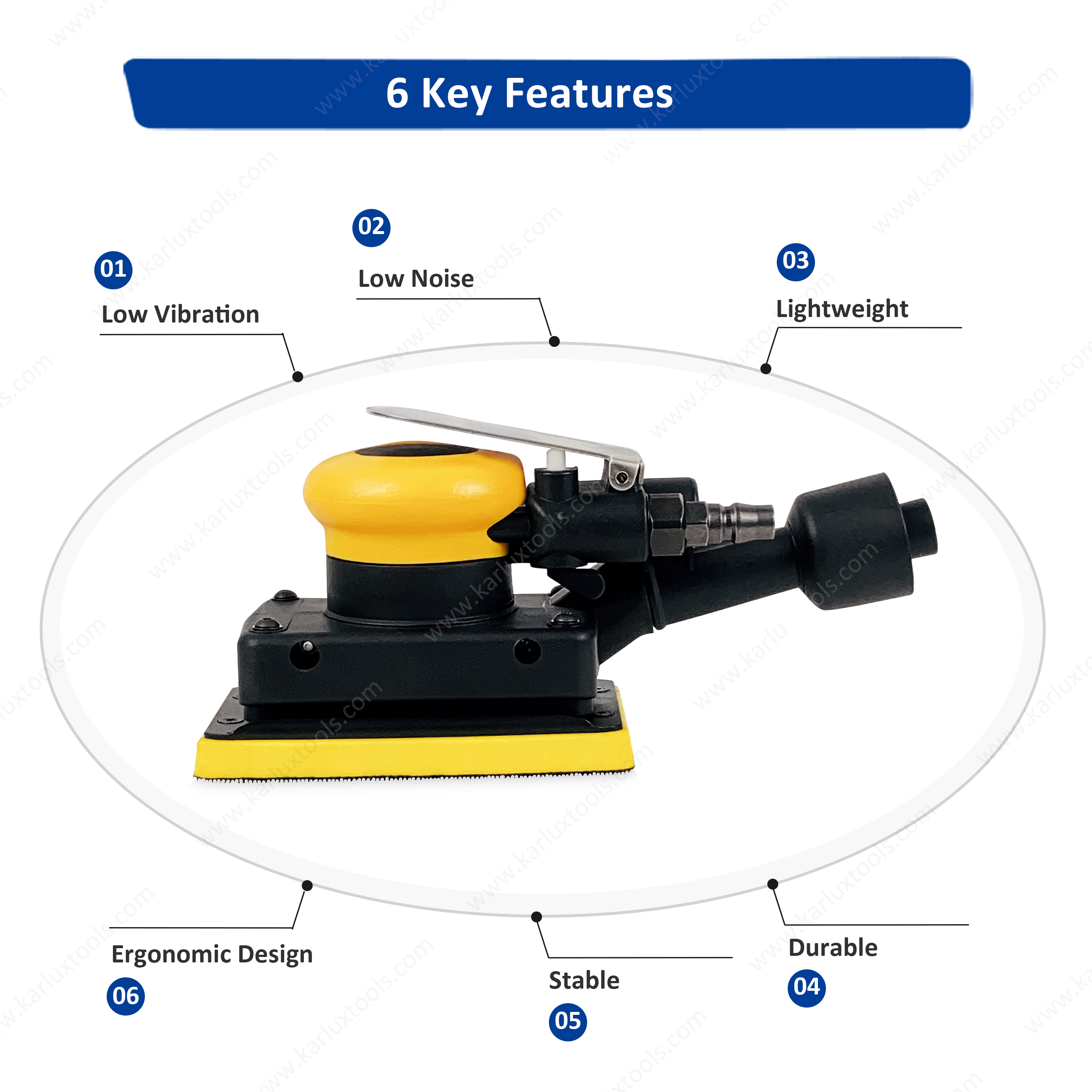 81*133mm 10000 rpm Pneumatic Self-Generated Vacuum Orbit Diameter 3mm Industrial Square Air Orbit Sander