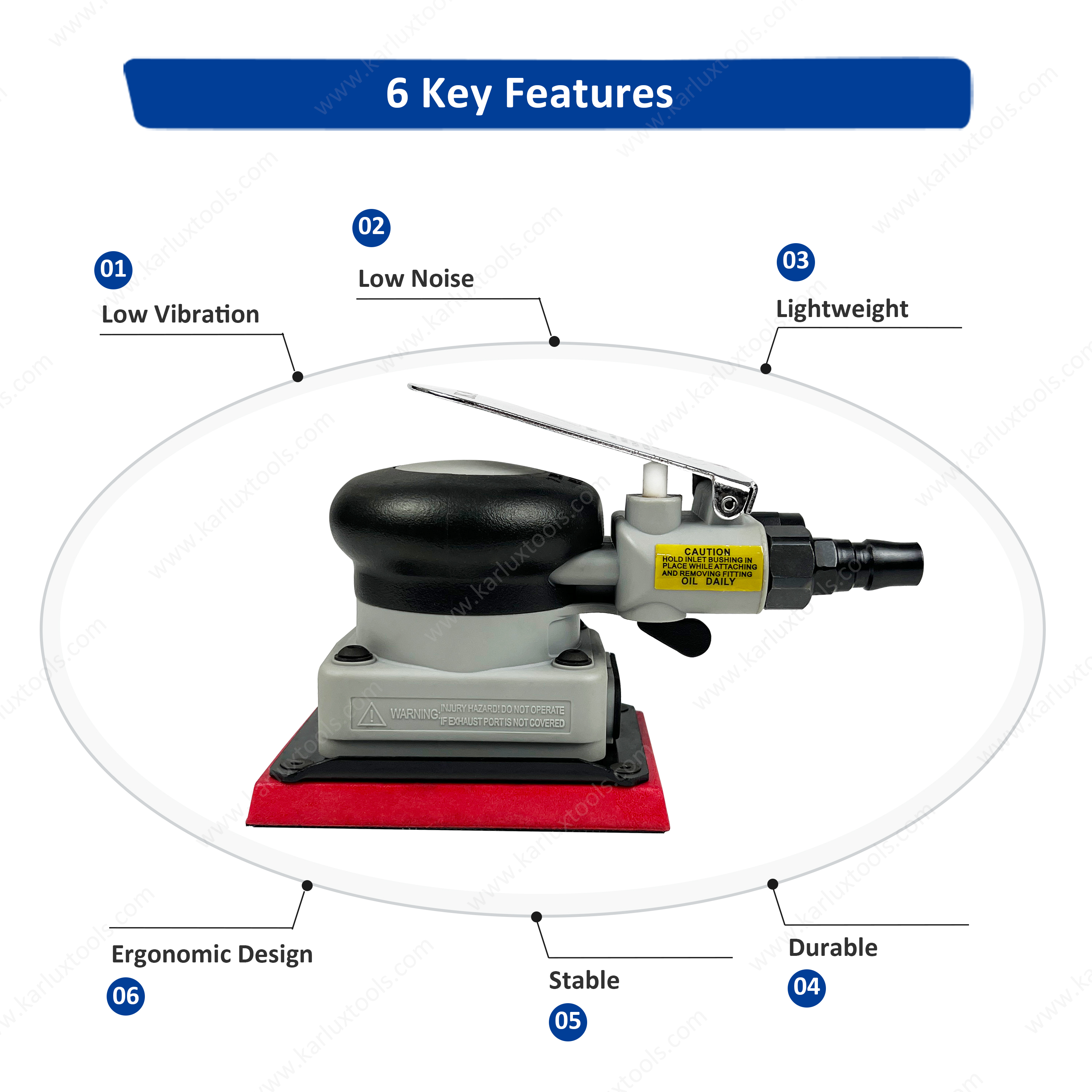 3inchx4inch 10000RPM Pneumatic Random Ortbital Non Vacuum Square Air Palm Sander Power Sanding Machine