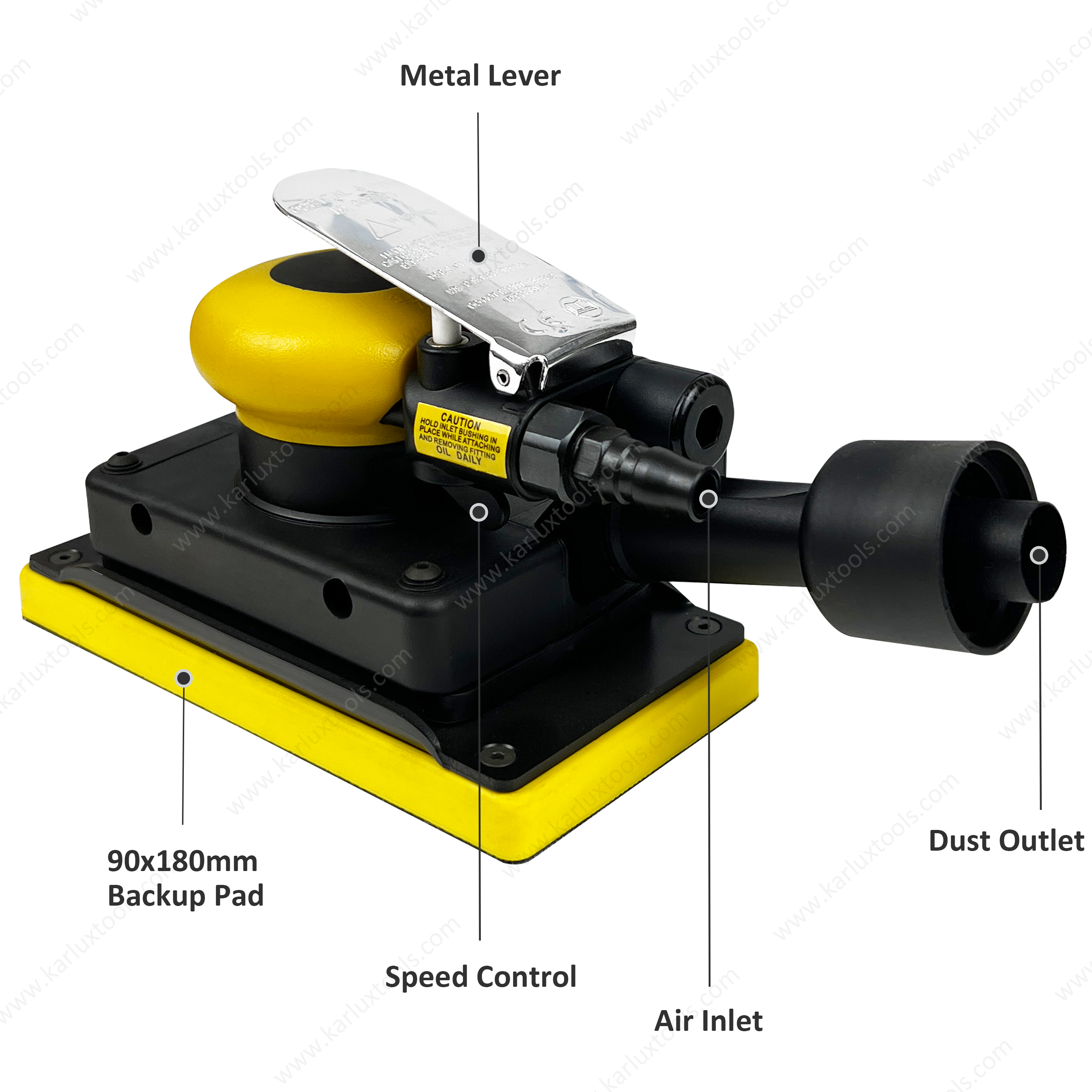 10000Rpm 90*180mm Rectangle Pad Orbit Diameter 3mm Self-Vacuum Pneumatic Random Woodworking Sander Air Orbital Sander