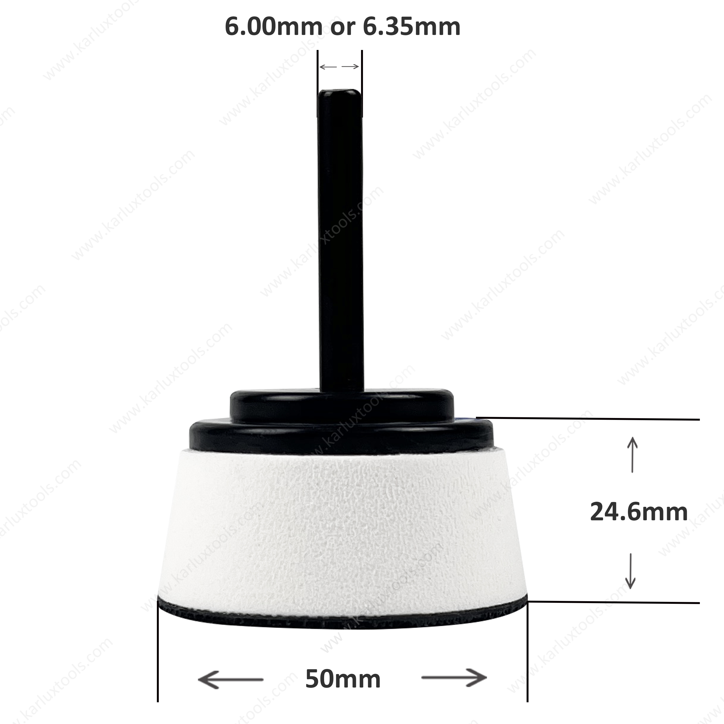 2 Inch 50mm Shank Mounted EVA Sanding Pad Flexible White Foam Backing Plate Tapered Conical Polishing Disc Holder for Surface Finishing