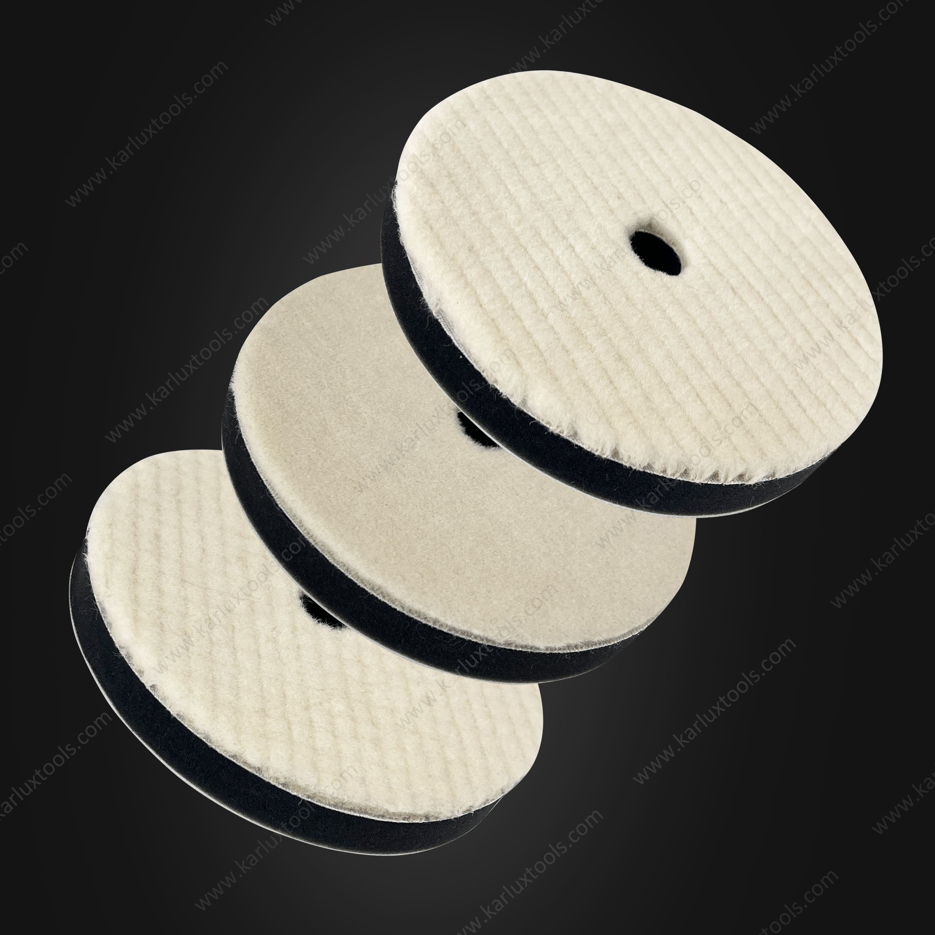6inch 150mm Single Sided Flat Grid or Stripe Surface Wool Pad Buffing Pad Japanese Wool Polishing Pad Dual Action RO GA Polisher