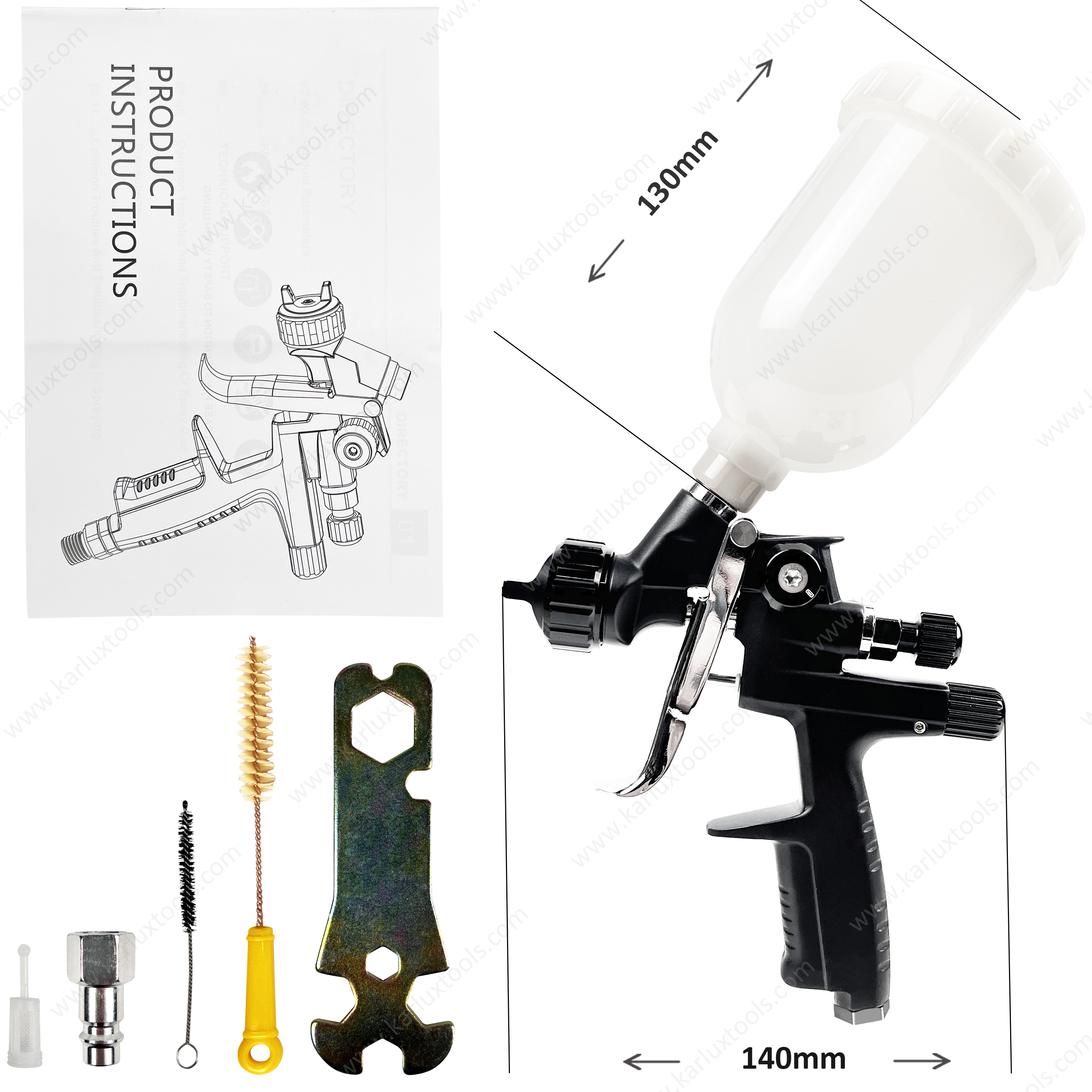 250ml 0.5 / 0.8 / 1.0 / 1.2mm Nozzle HVLP LVMP Gravity Spray Gun Paint Mini Air Sprayer Pneumatic Spray Gun for Car Refinishing