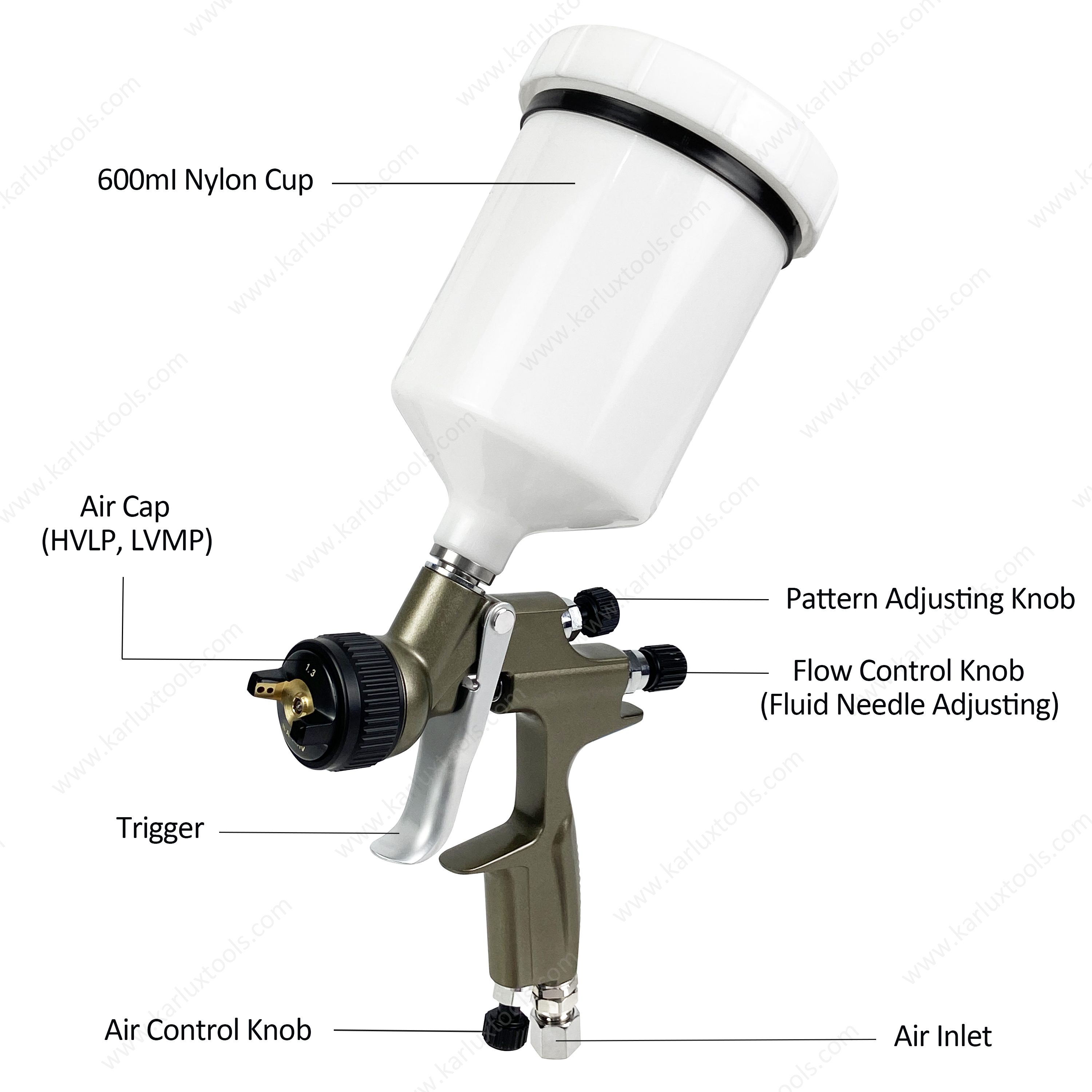 1.3,1.4,1.7mm Stainless Steel Nozzle Industrial Grade Automotive Pneumatic Paint Sprayer