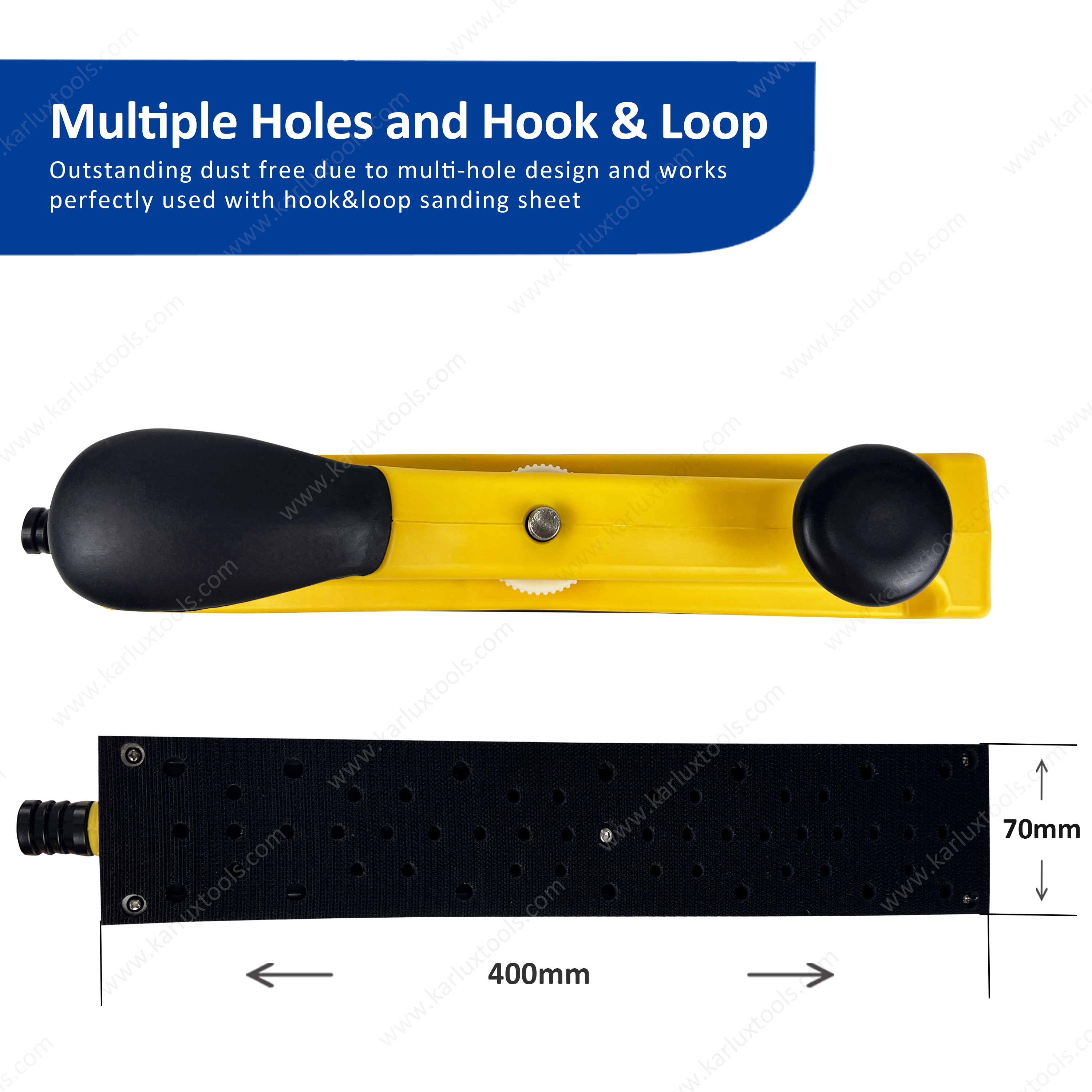 70*400mm Adjustable Concave Curvature Manual Sanding Block Multi-Hole Vacuum Handblock for Polishing Sheet Metal Painting Repair