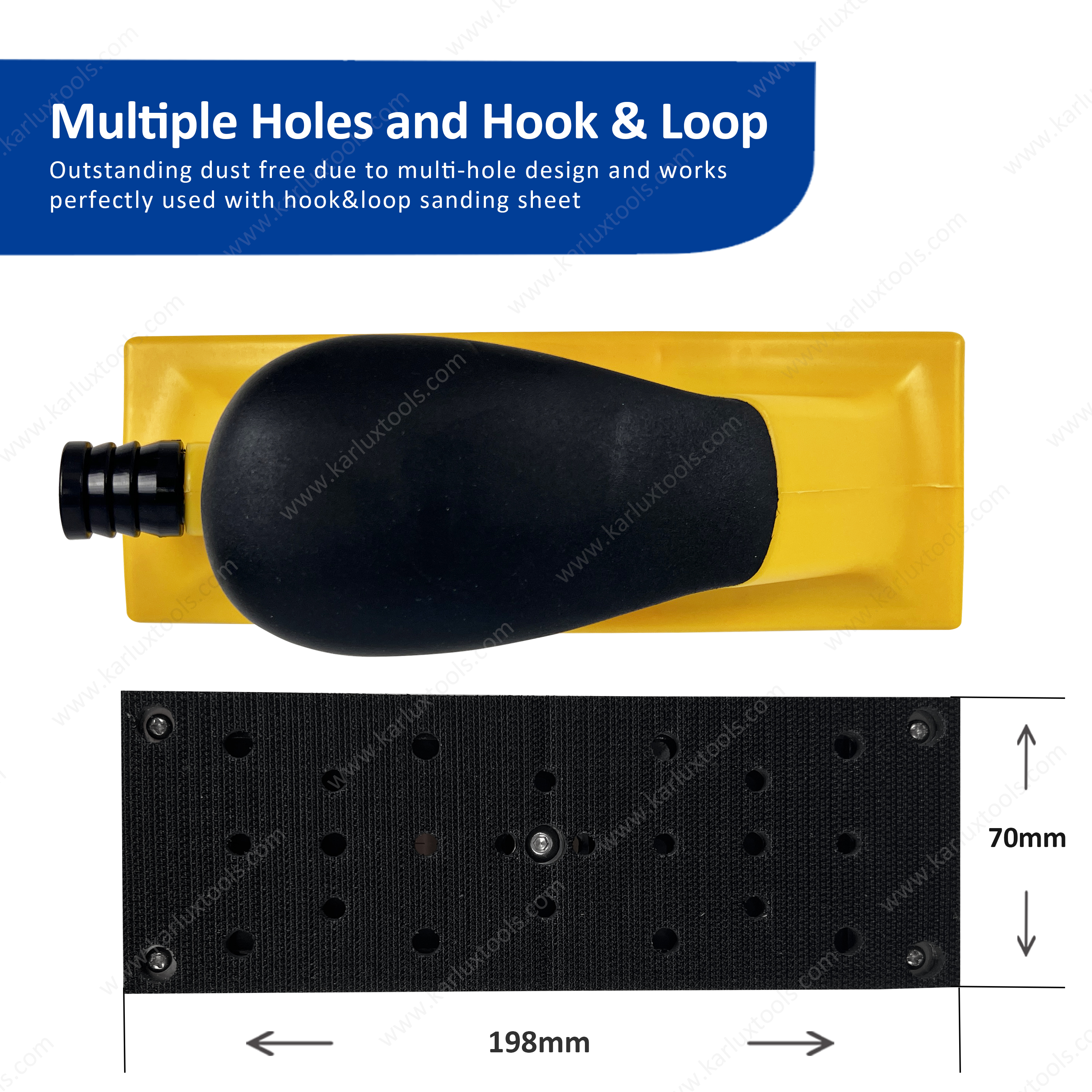 70*198mm Adjustable Curved Type Sanding Dust-Free Multi Hole Vacuum Hand Sanding Block for Car Maintenance Wall Grinding Flat