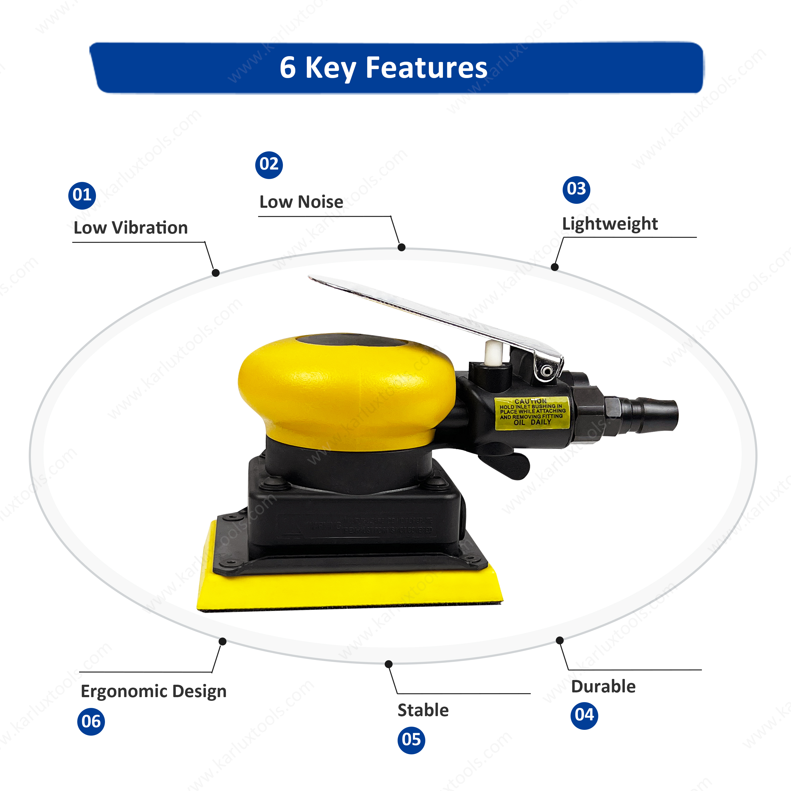 Air Sander 3x4inch (75x100mm) Orbit 3.0mm Non Vacuum 10,000RPM Air Rectangle Sander