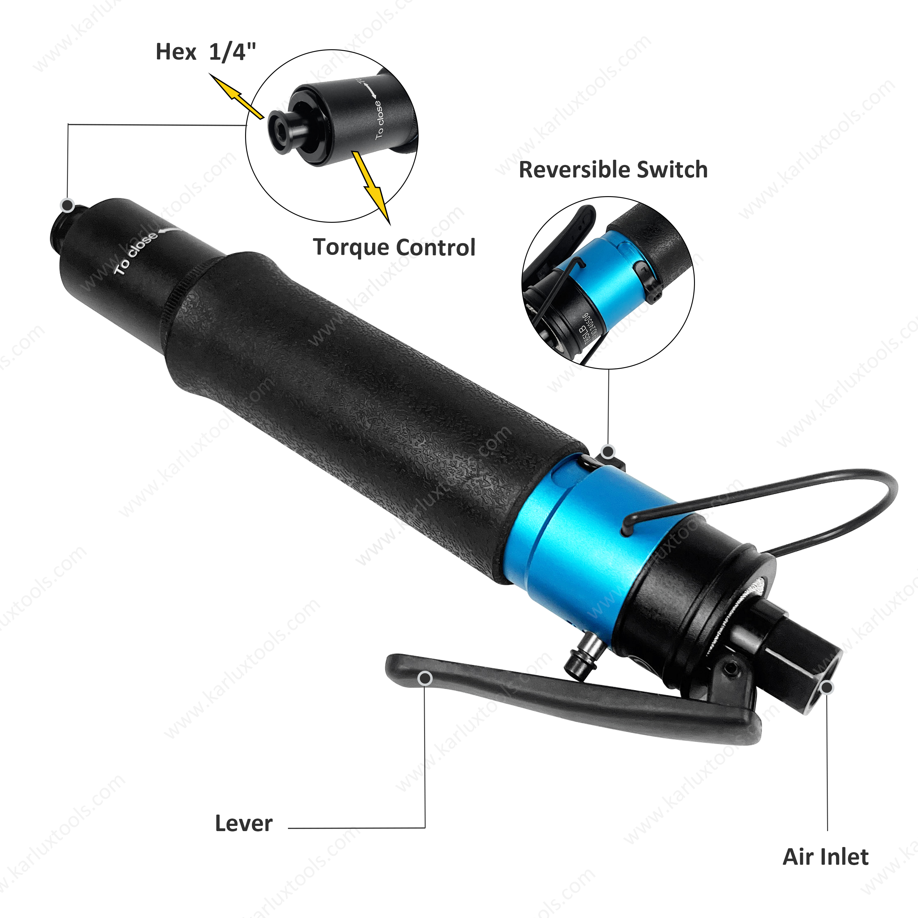 300Rpm Torque Range 30-180kgf-cm Straight Assembly Industry Lever Type Pneumatic Auto Air Shut Off Screwdriver