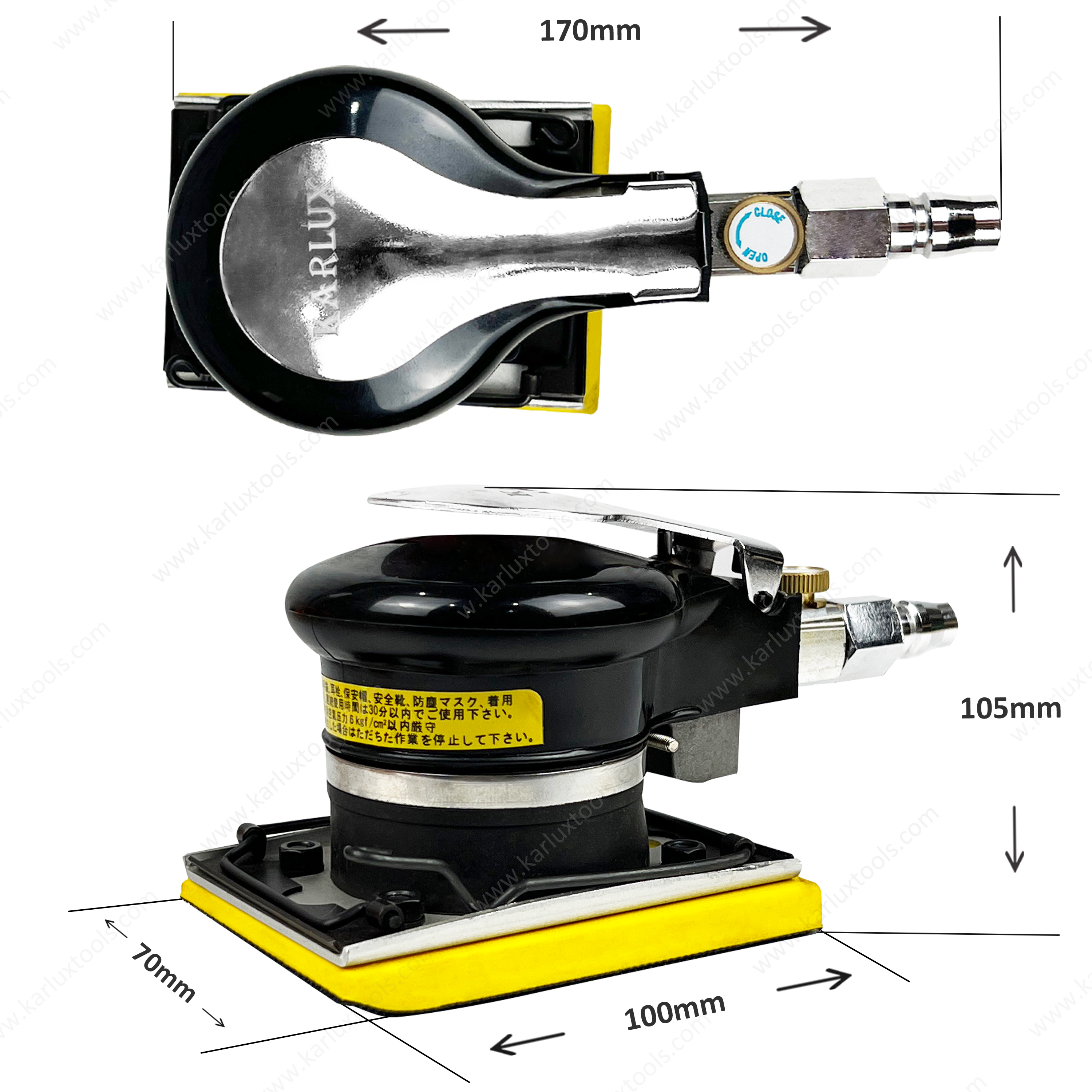 10000rpm 75x100mm Pneumatic Jitterbug Random Orbit Palm Sander Rectangle Industrial-Grade Air Detail Sanders With Non Vacuum