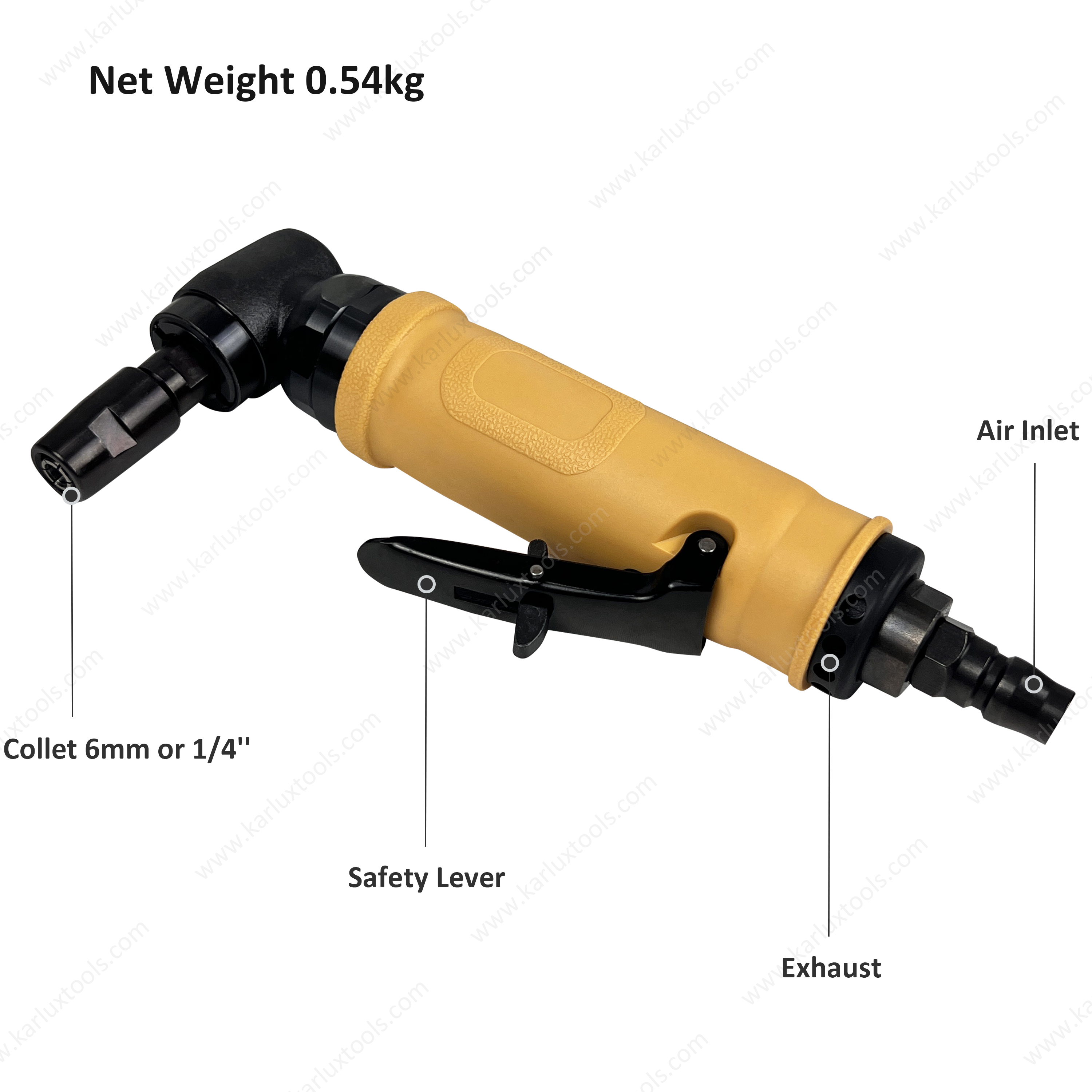 21000RPM 1/4Inch Collet Air Intake Pneumatic Grinding Right Angle Grinder Front Exhaust 90 Degree Grinder Air Die Grinder
