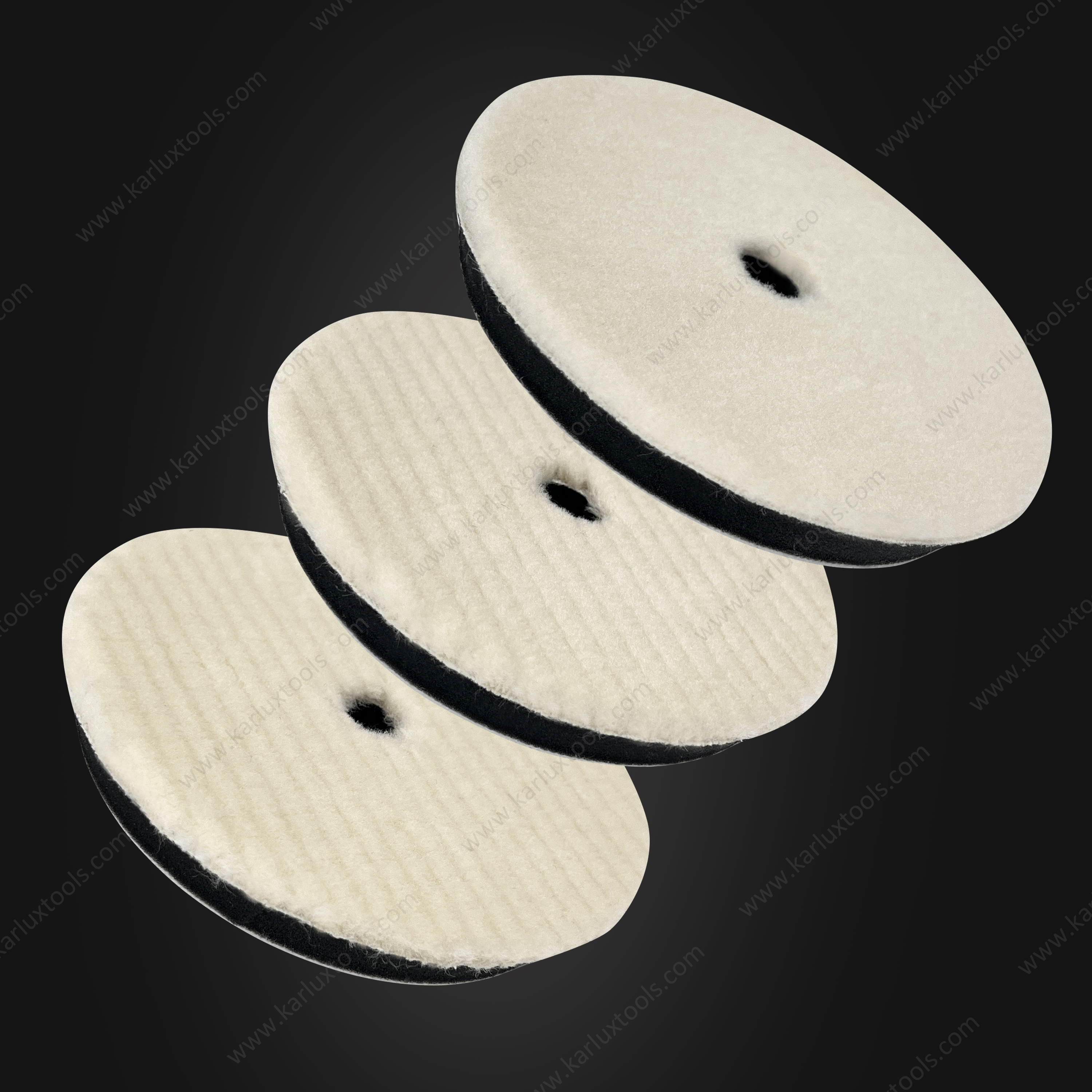 5inch 125mm Trapezoid Flat Grid or Stripe Surface Wool Pad Buffing Pad Japanese Wool Polishing Pad for Dual Action RO GA Polisher
