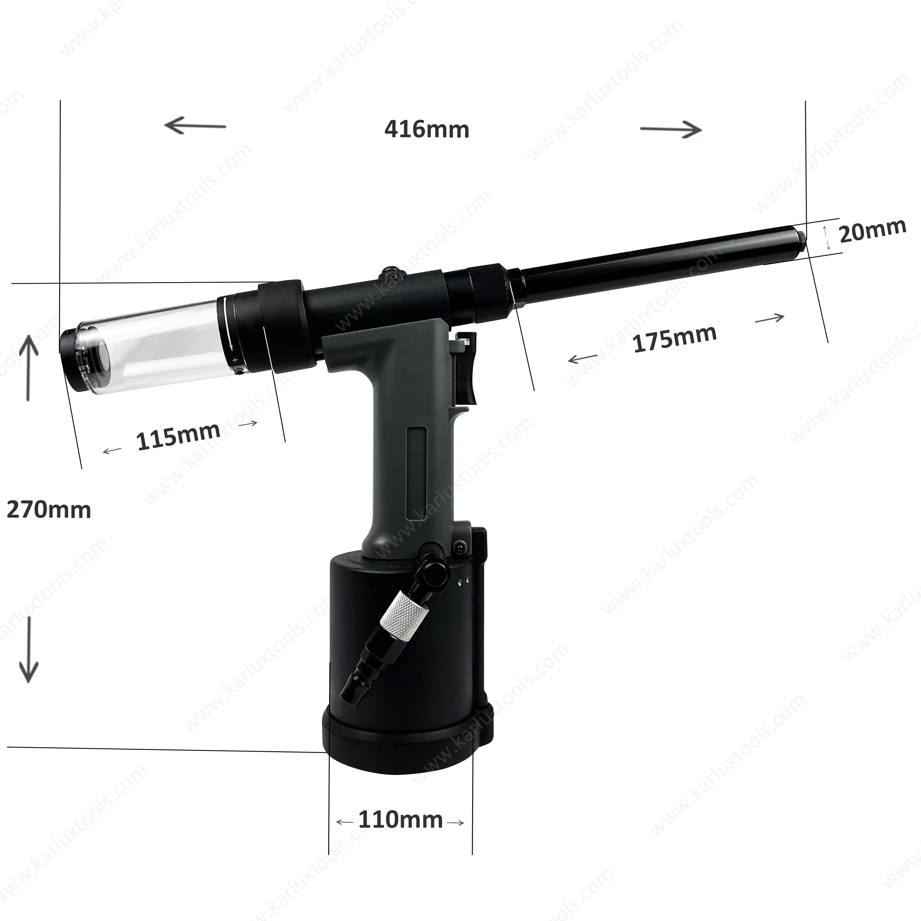 Rivet 3.2-4.8mm Extended Pneumatic Rivet Gun Long Barrel Air Hydraulic Riveter For Narrow Space