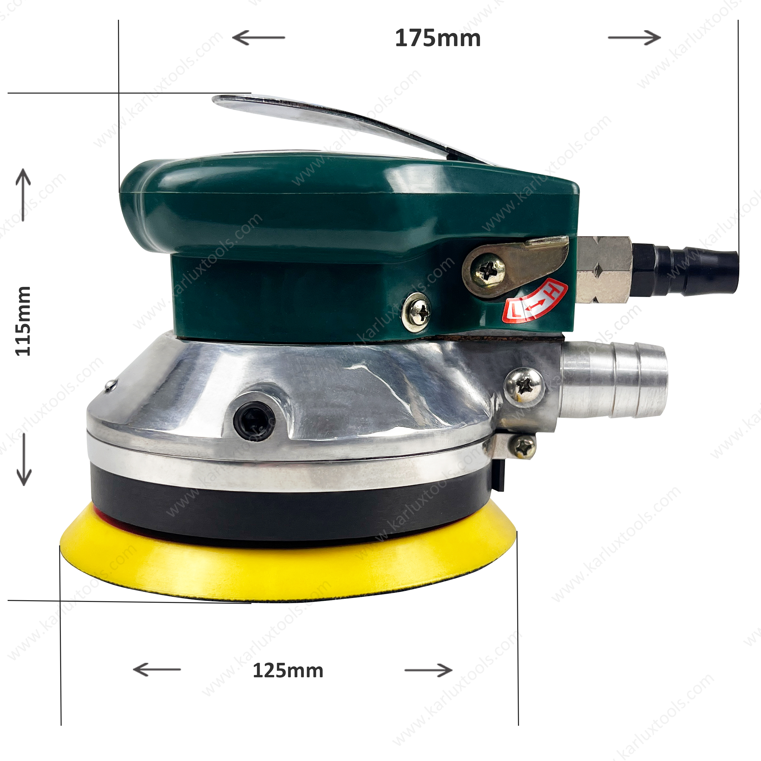 5Inch 125mm Self-generated Vacuum 5mm Orbit 10000RPM High Speed Industrial Pneumatic Random Orbital Palm Sander