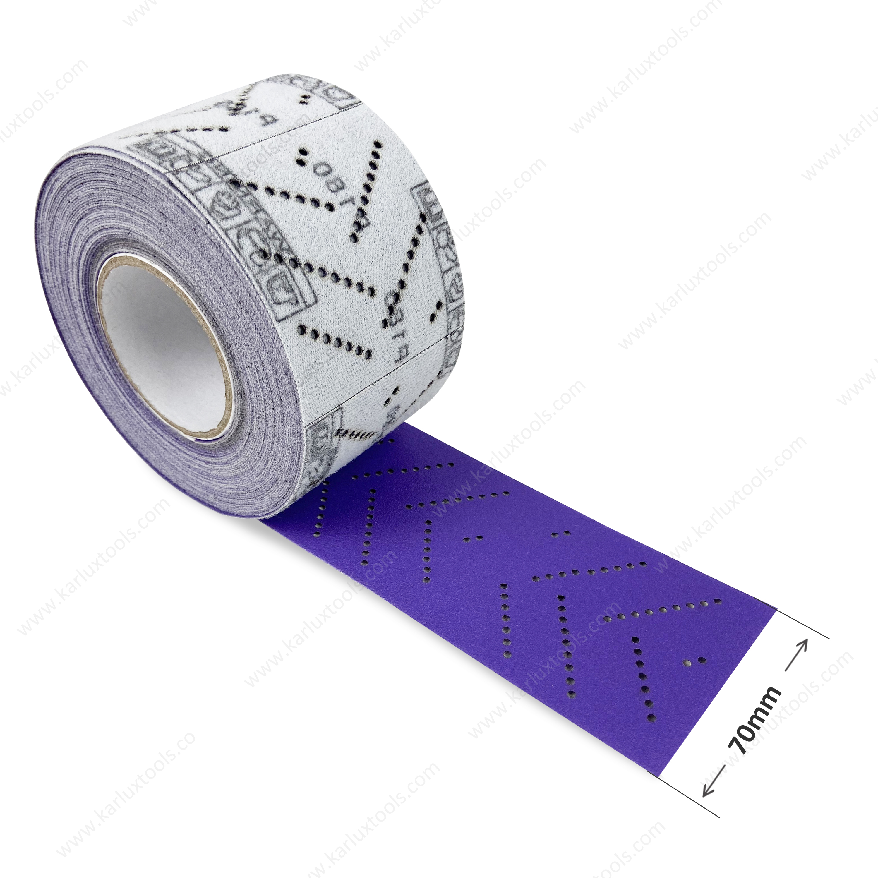 Grit P80-2500 V-shaped Holes 70m​m*70mm Square Sanding Paper Purple Ceramic Paper Backing Sandpaper Roll for Vacuum Sander