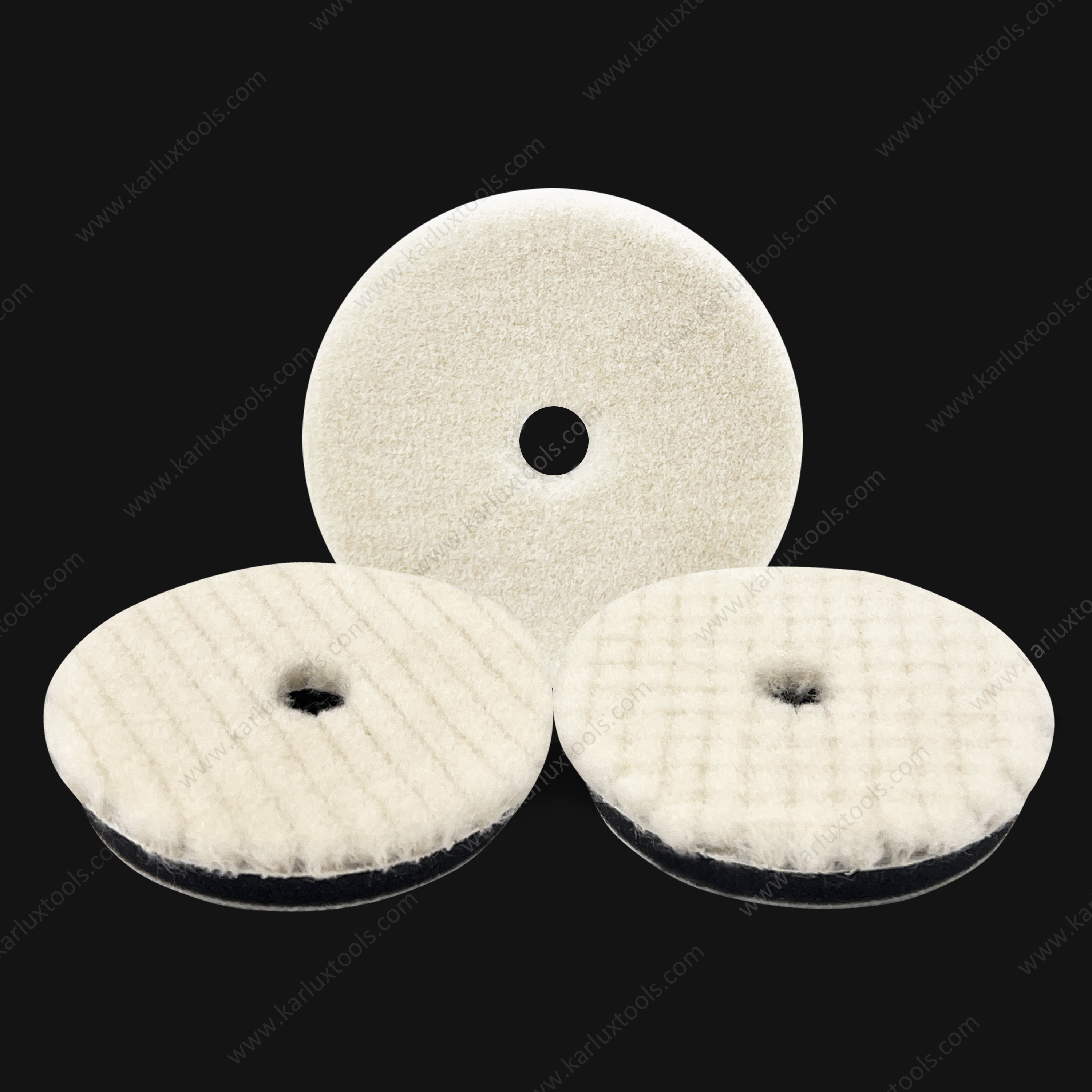3inch 75mm Single Sided Flat Grid or Stripe Surface Wool Pad Buffing Pad Japanese Wool Polishing Pad Dual Action RO GA Polisher
