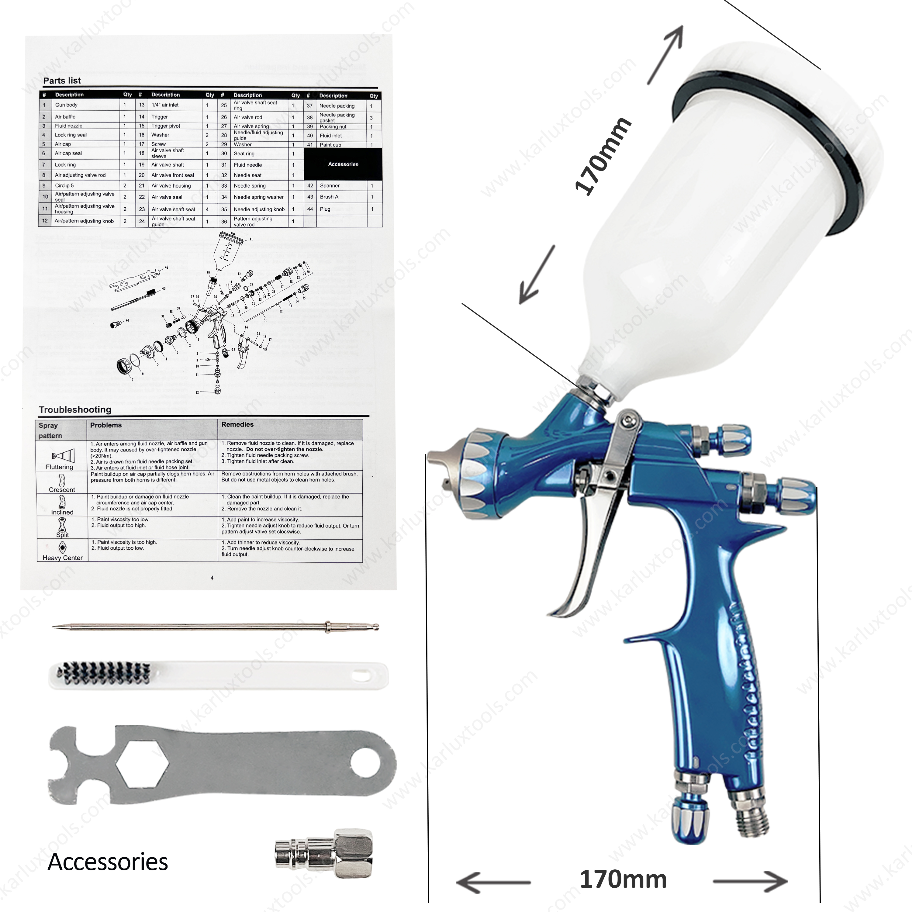 600ml LVLP 1.3,1.4mm Aluminium-Alloy Gun Body Industrial Gravity Feed Automotive Pneumatic Paint Sprayer Air Spray Gun