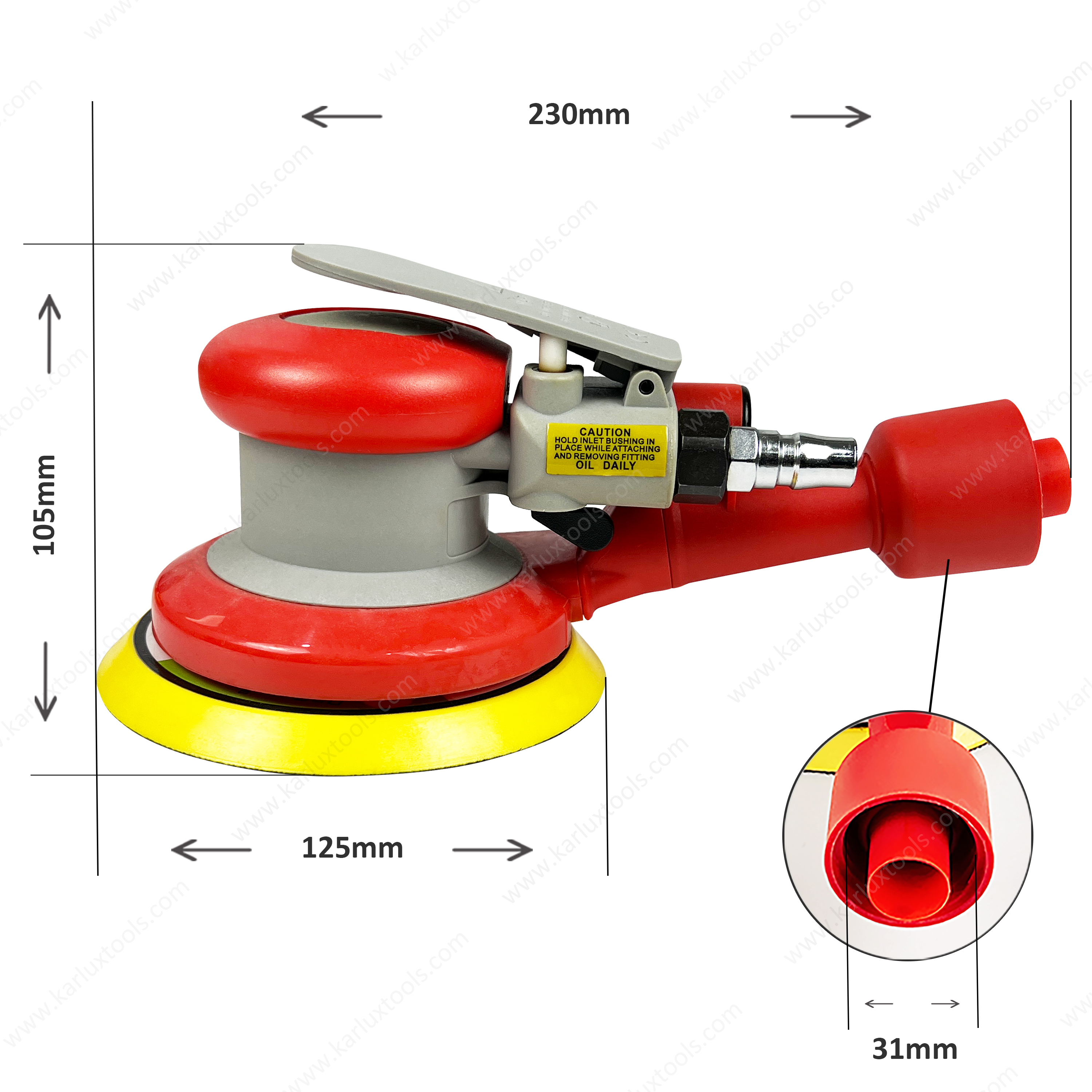 Air Sander tools 5inch (125mm) Orbit 2.5/5.0/8.0mm Self-Generated Vacuum 12,000RPM