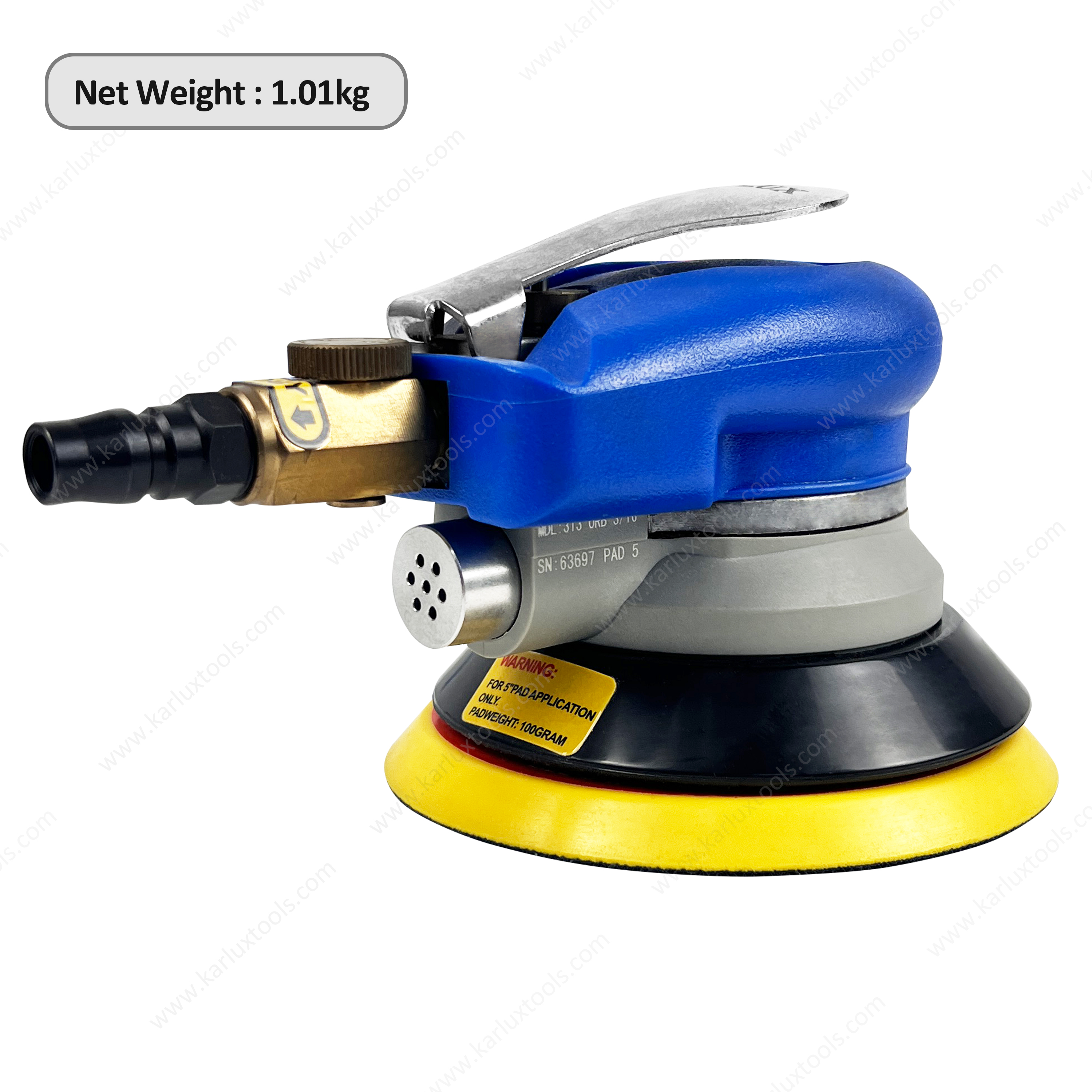 5Inch 10000RPM 5mm Orbit Non-Vacuum Pneumatic Sanding Polisher Air Random Orbital Sander for Automotive Wood Metal Finishing
