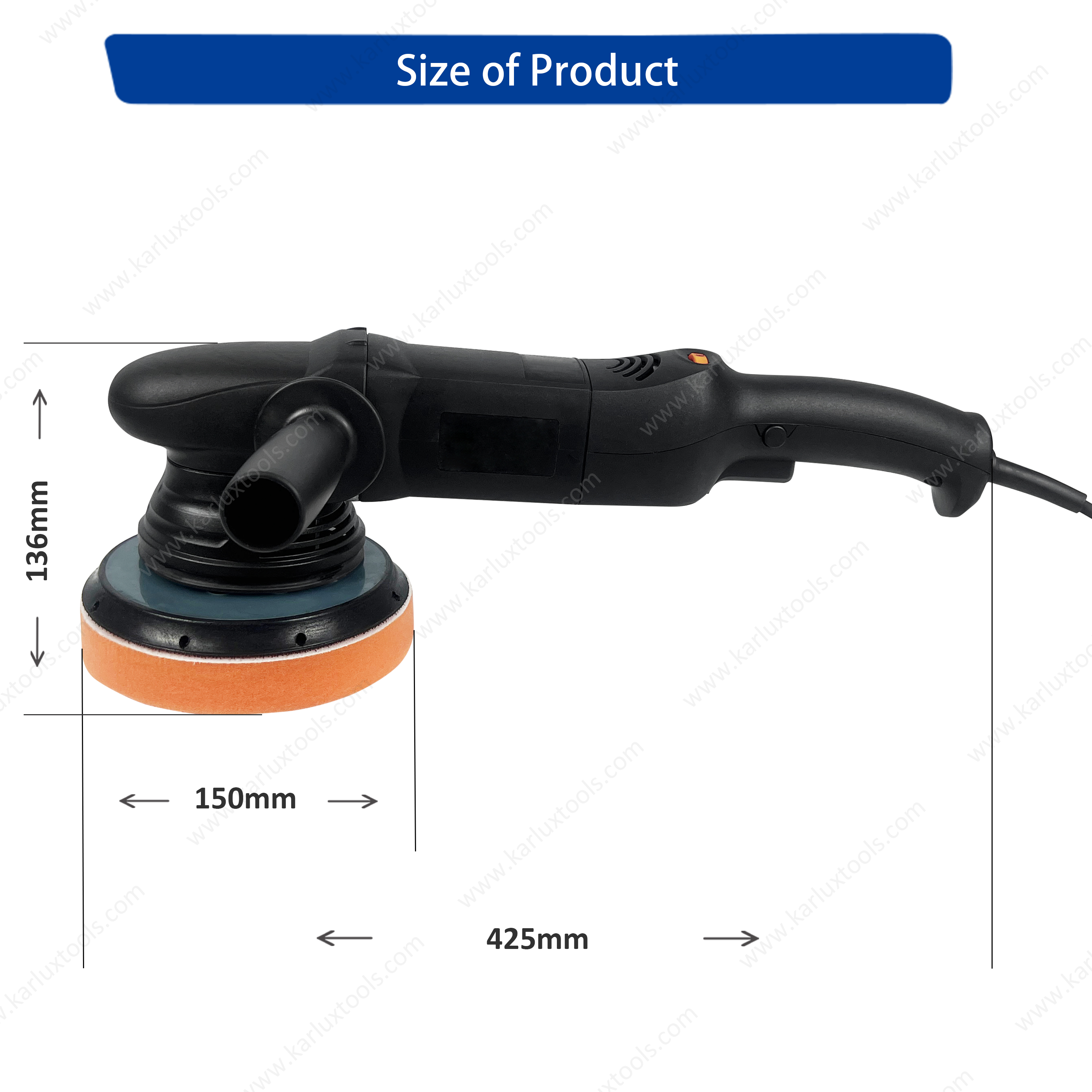 6inch Adjustable Speed Power Polisher Car Buffer DA Polisher Electric Orbital Polisher with Carbon Brush 