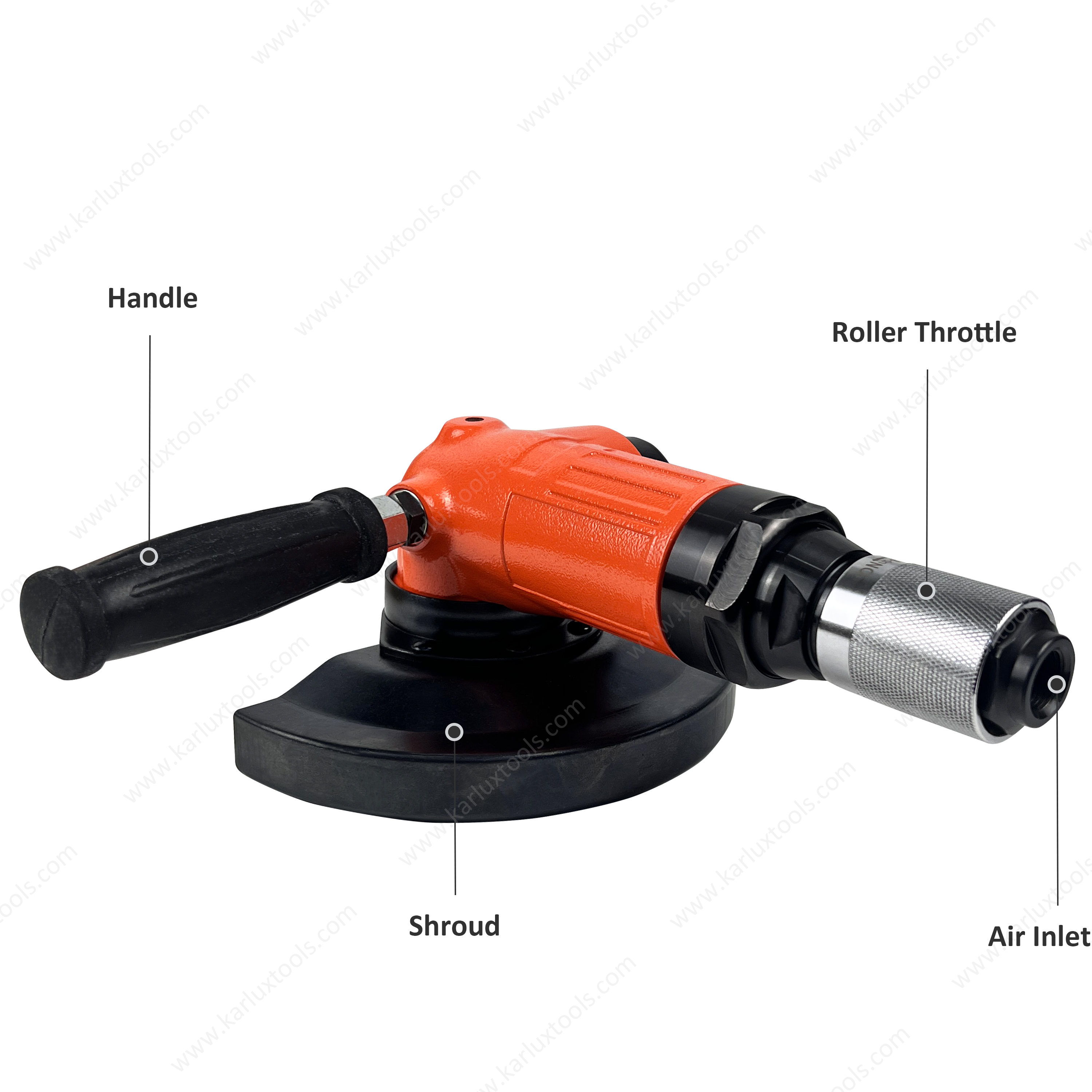 7 Inch 180mm Heavy Duty Pneumatic Angle Grinder 7000RPM Roller Throttle Professional Air Disc Grinding Machine for Industry