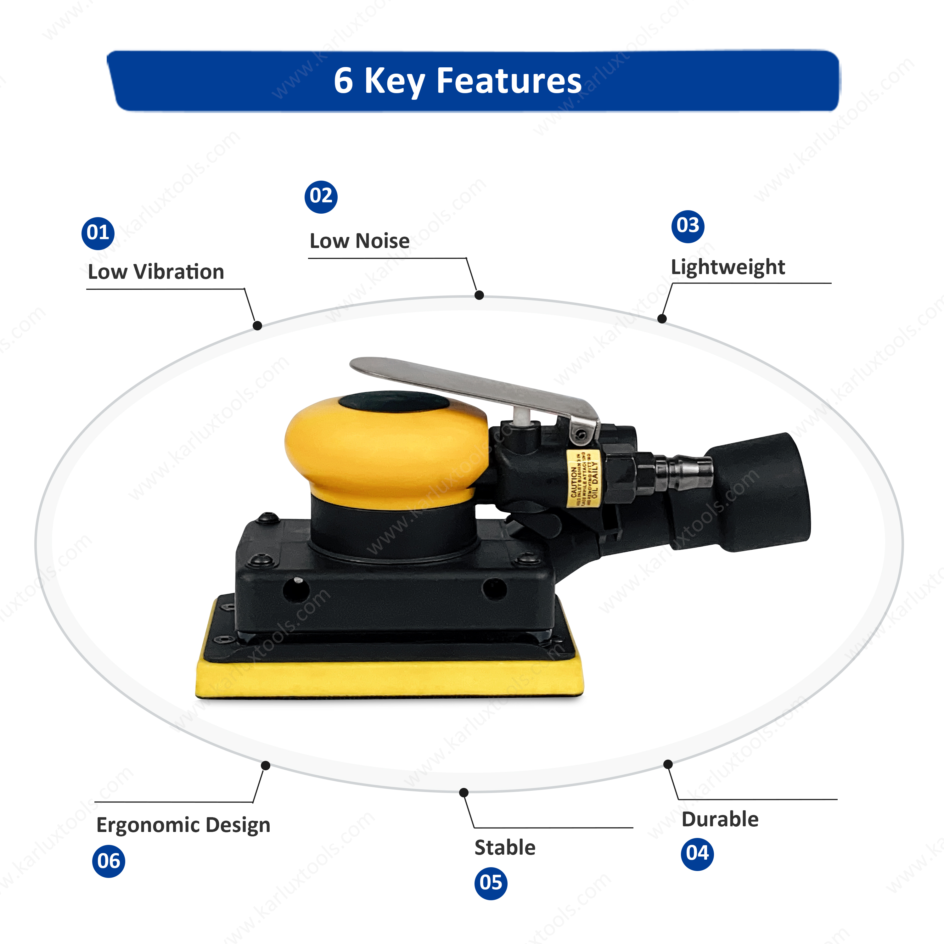 81*133mm 10000 rpm Pneumatic Central Vacuum Orbit Diameter 3mm Industrial Air Orbit Sander