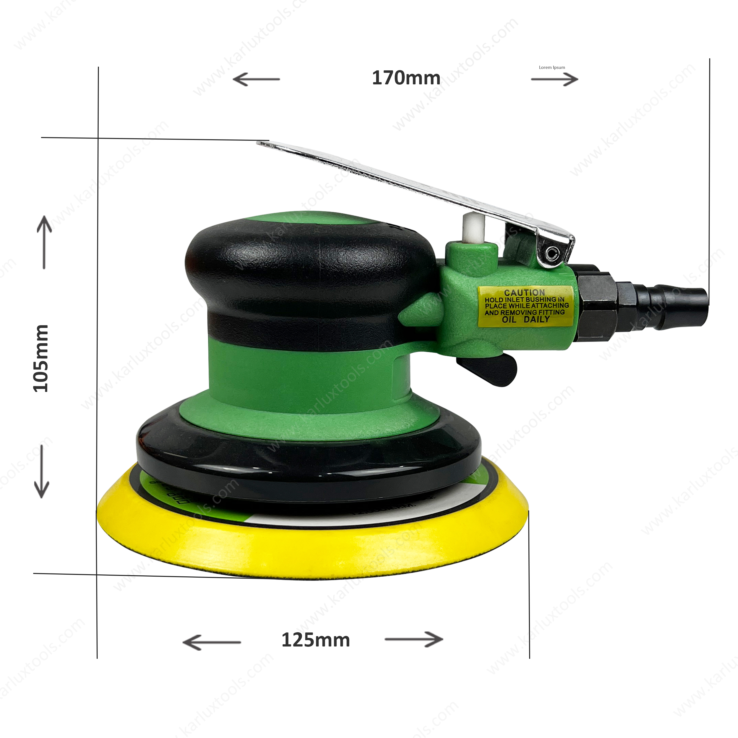 12000Rpm 5inch (125mm) Quality Orbit 2.5/5.0/8.0mm Non Vacuum Palm Sander Pneumatic Mini Finishing Sander Air Random Orbital Sander