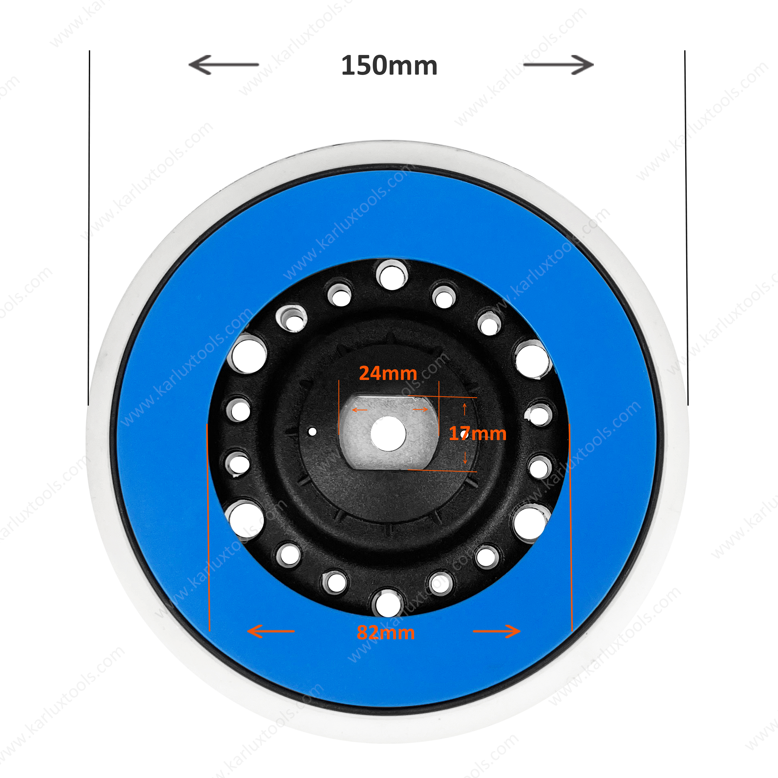 150mm Backing Pad M8 Screw Sander Backup Pad 6inch Multiple Holes 49 Holes Hook and Loop for Orbital Sander