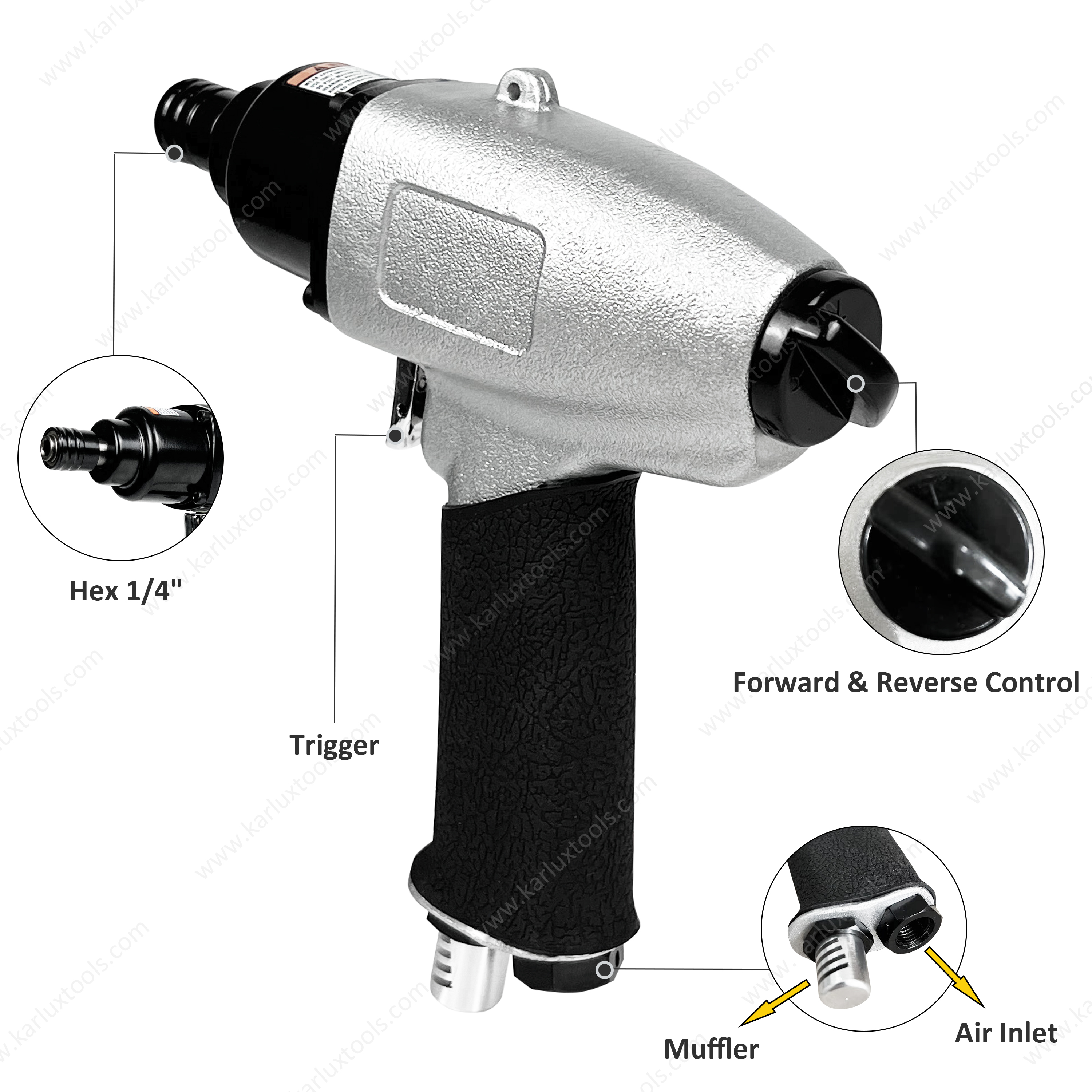 10000rpm Hex 1/4inch Air Screw Driver Tool Industrial Reversible Pistol Pneumatic Air Screwdriver