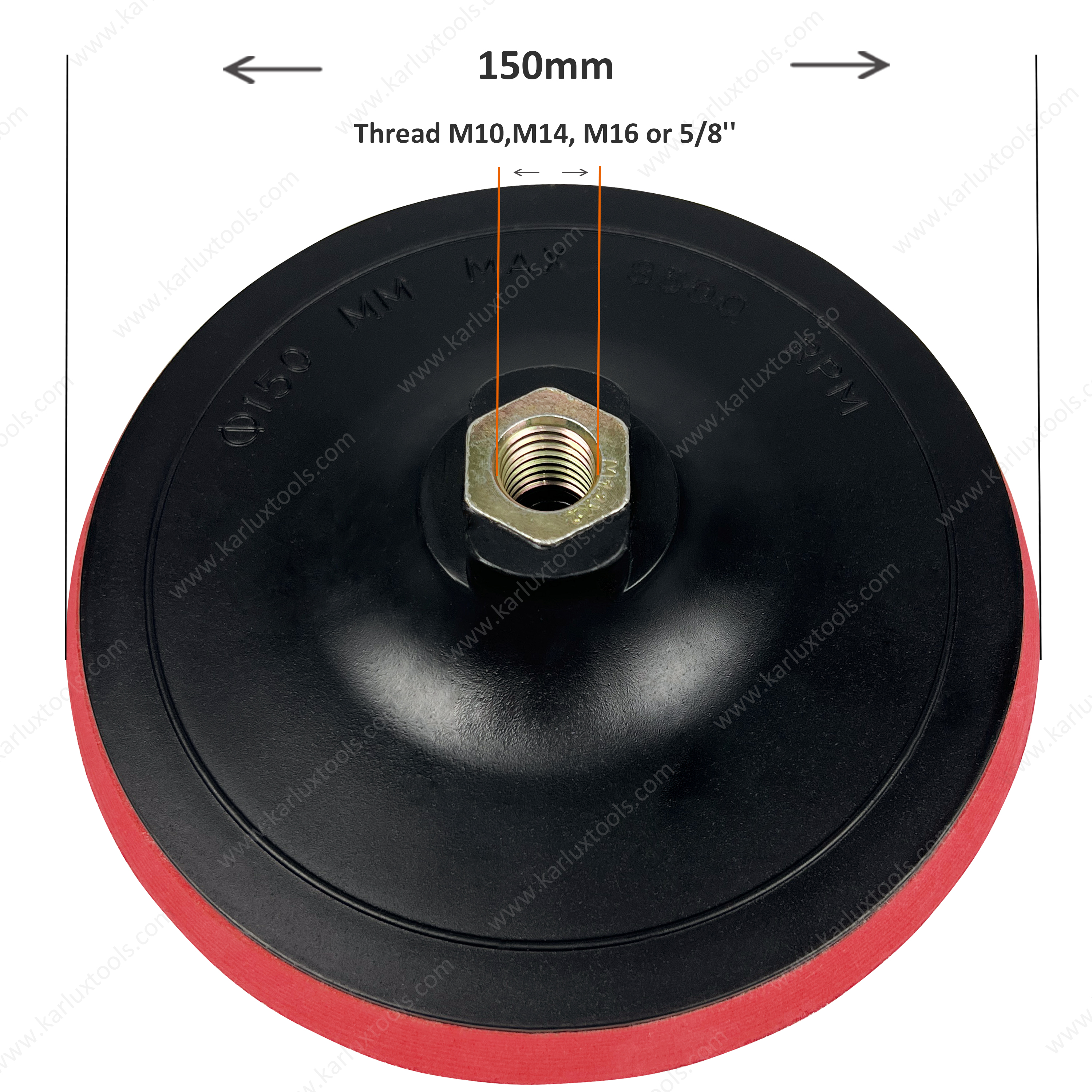 6Inch 150mm Thread M10,M14, M16 or 5/8" Thickness 13.8mm Hook & Loop EVA Rubber Backing Pad for Angle Grinder Sander Polisher Disc