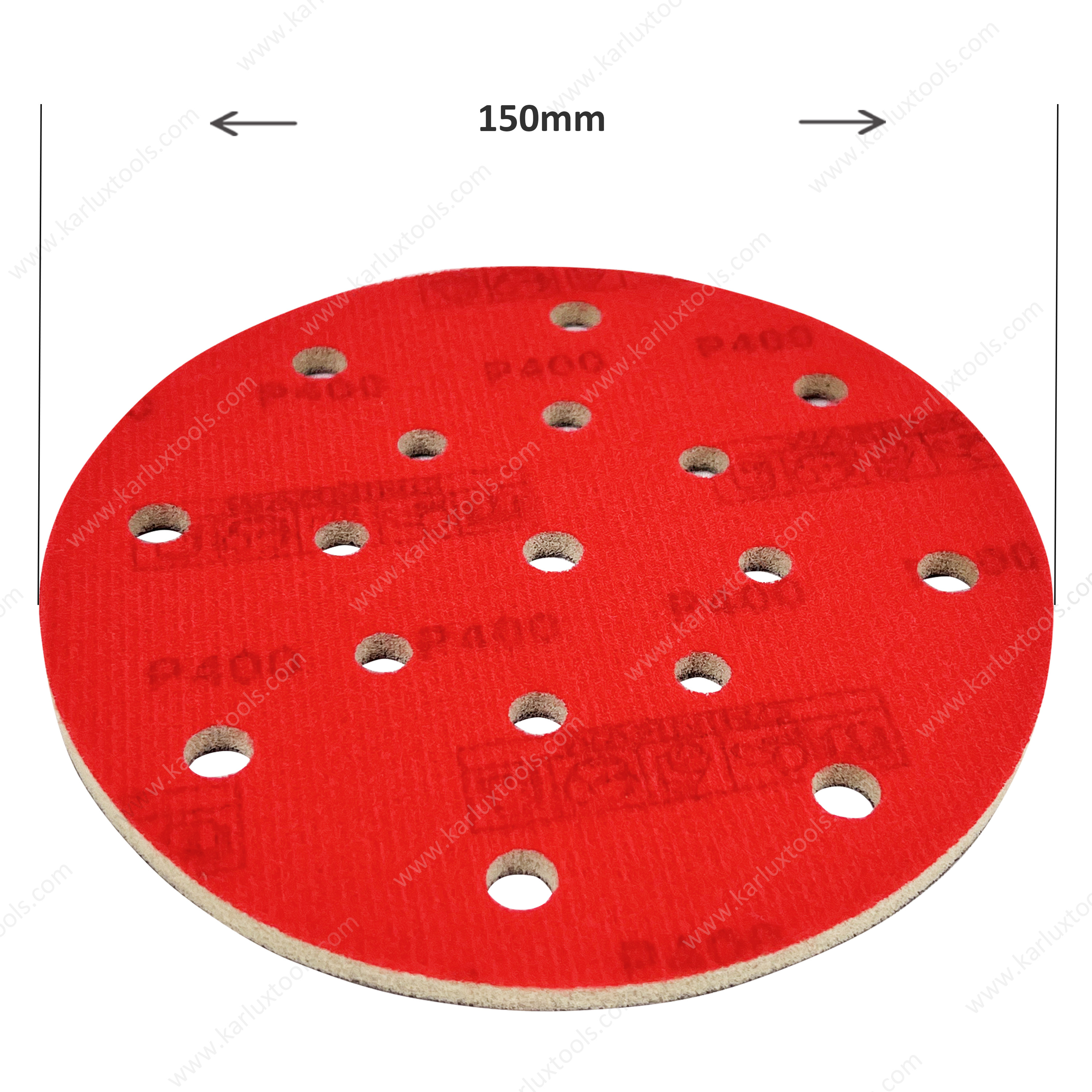 6inch 150mm Red P400 17Holes Grit Thickness 5mm Flexible Polishing Pad Scuff Pad Abrasive Sponge Softback Sanding Sponge