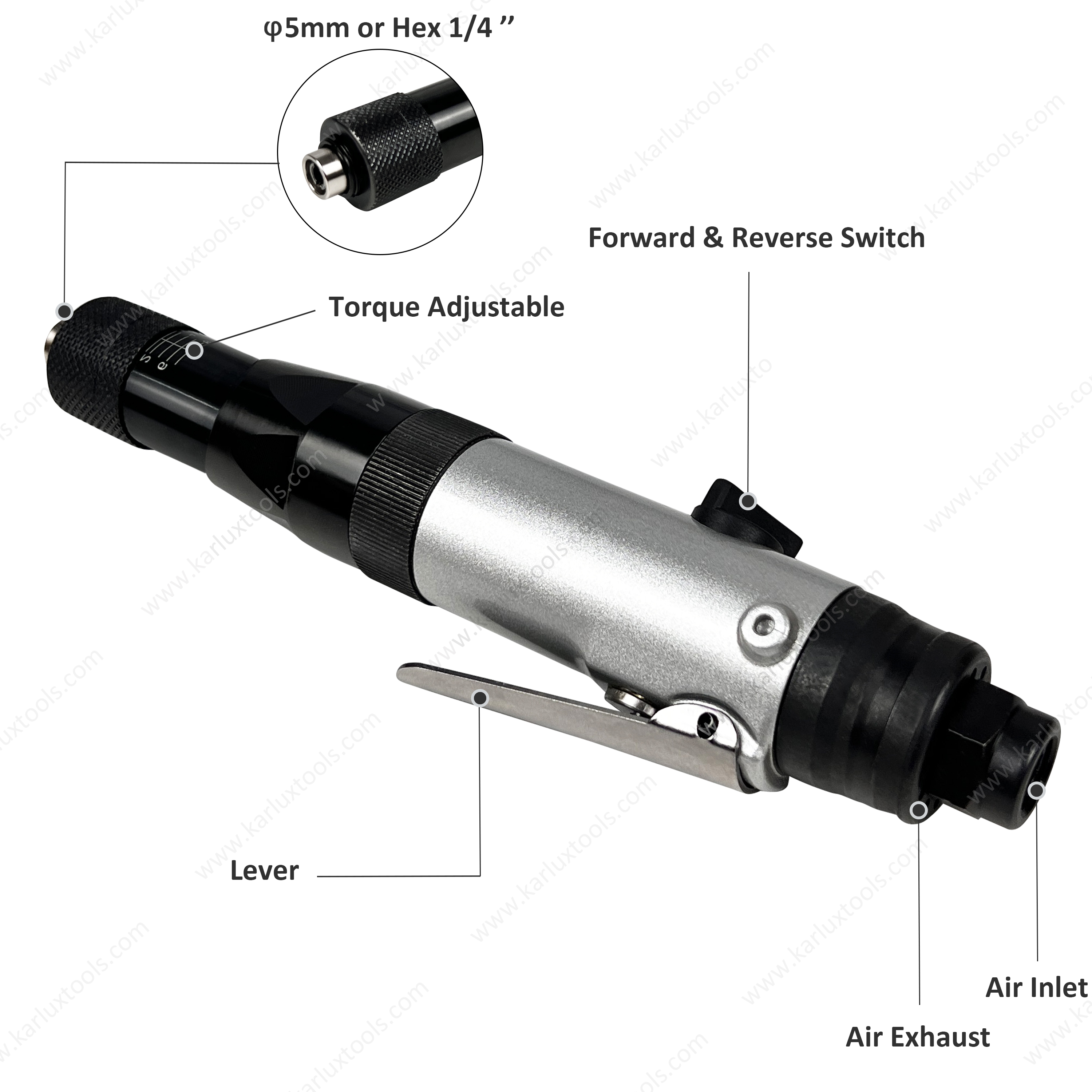 1200rpm Torque Range 0.196-1.46N.m Assembly Industry Lever Type Pneumatic Screwdriver Fixed Torque Straight Lever Start Air Screwdriver