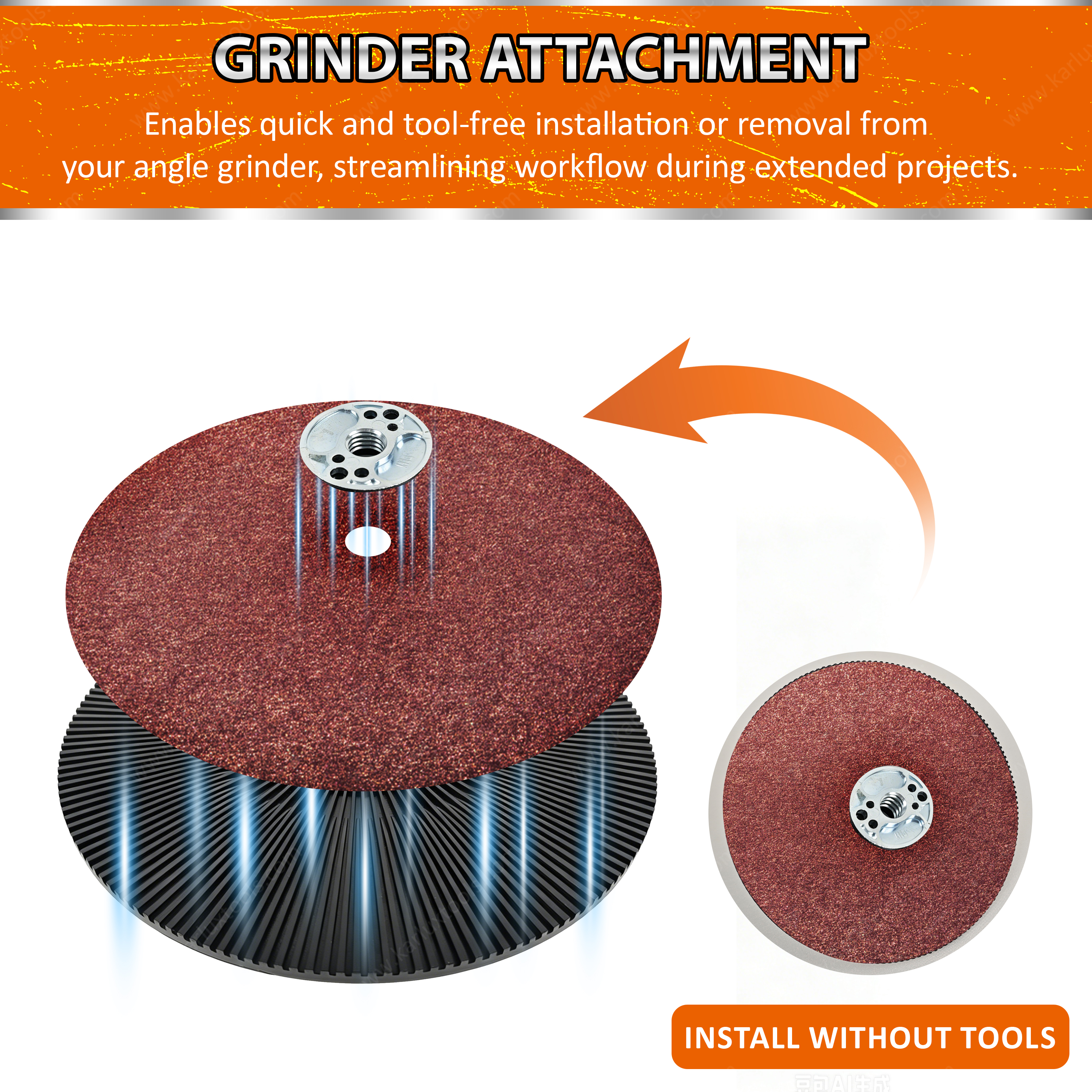 125mm M14 Thread Fiber Disc Backup Pad Spiral Cooling Sanding Pad Alloy Reinforced Backing Plate for Metal Angle Grinder