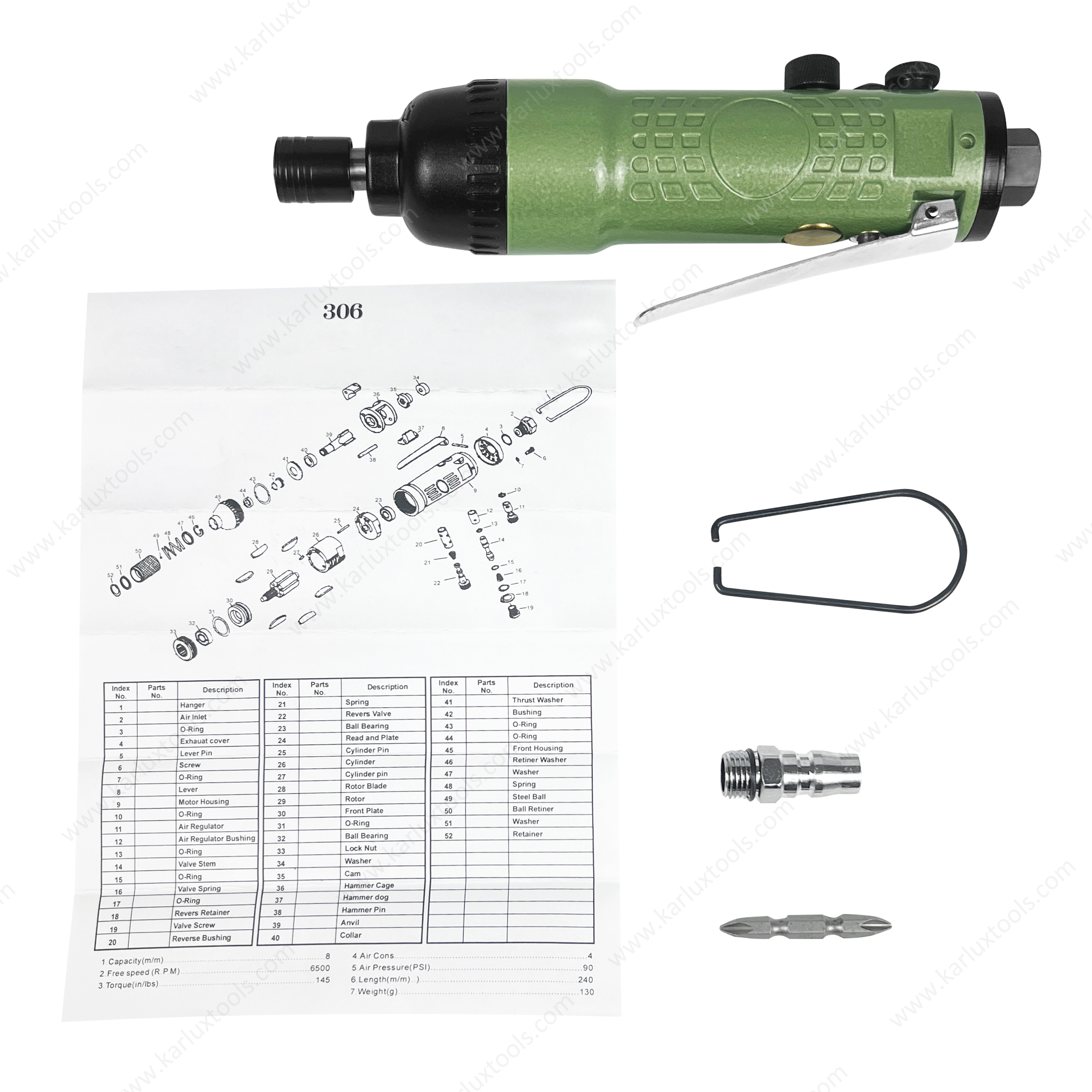 6-8mm Straight 9500rpm Air Screwdriver