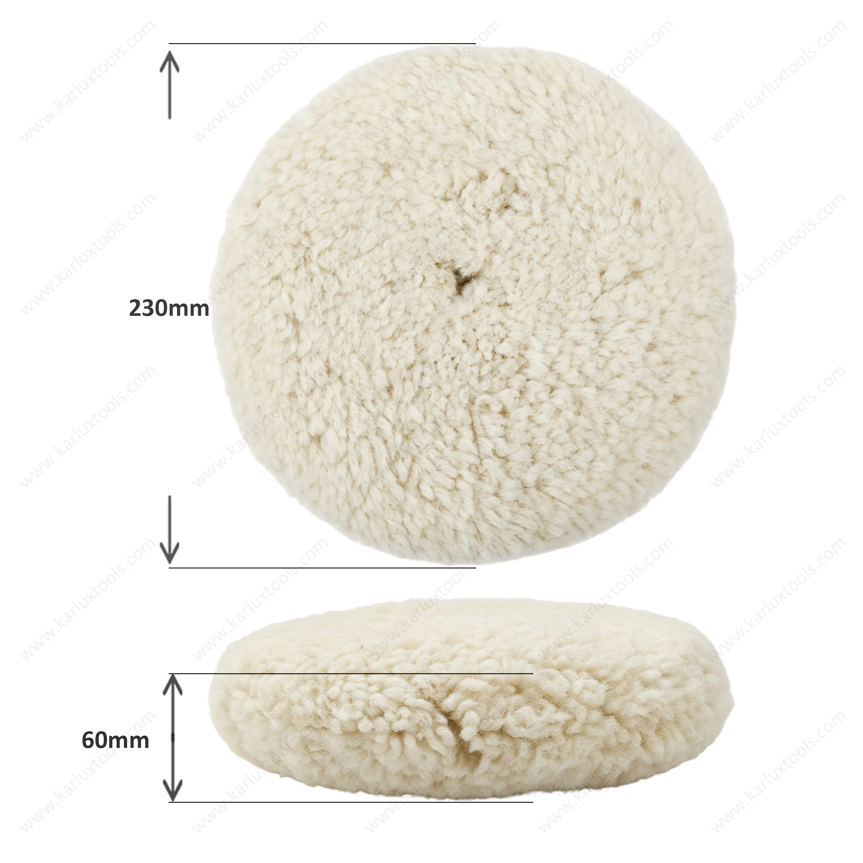 9 Inch 230mm 5/8-11 Thread High Density Australian Double Sided Wool Buffing Pad for Car Paint Auto Detailing