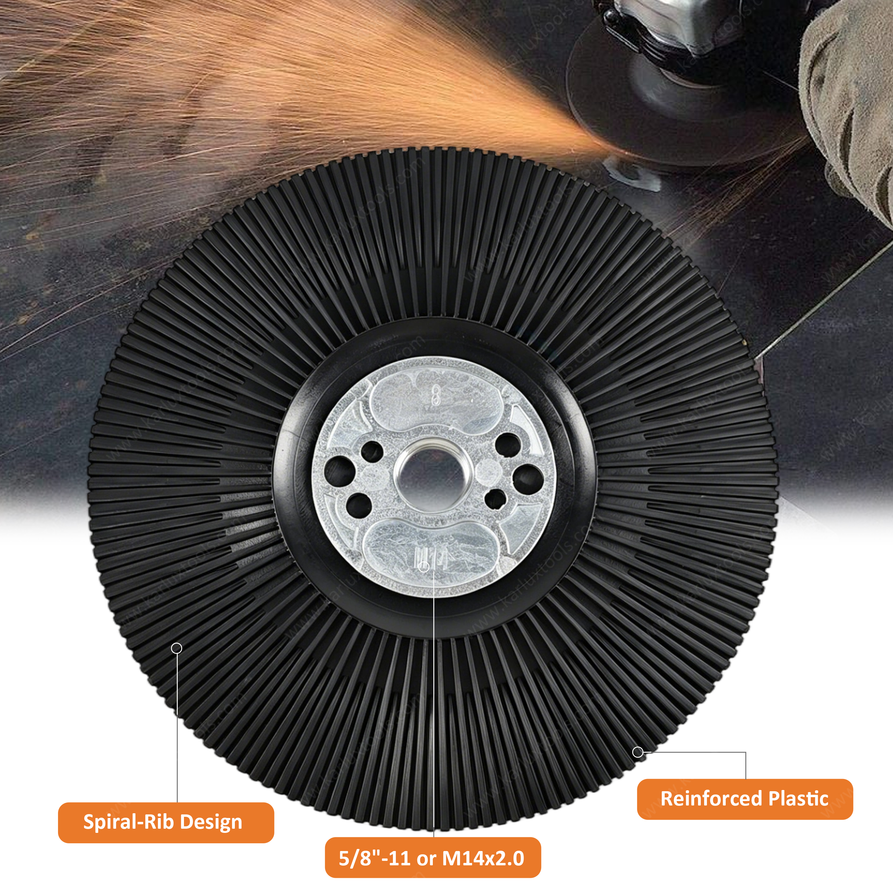 125mm M14 Thread Fiber Disc Backup Pad Spiral Cooling Sanding Pad Alloy Reinforced Backing Plate for Metal Angle Grinder