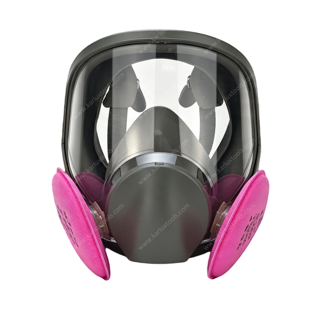 Dual P100 Purple Filter Anti-Fog Panoramic Visor Reusable Full Face Respirator Dust Mask Kit for Welding Fumes Mining
