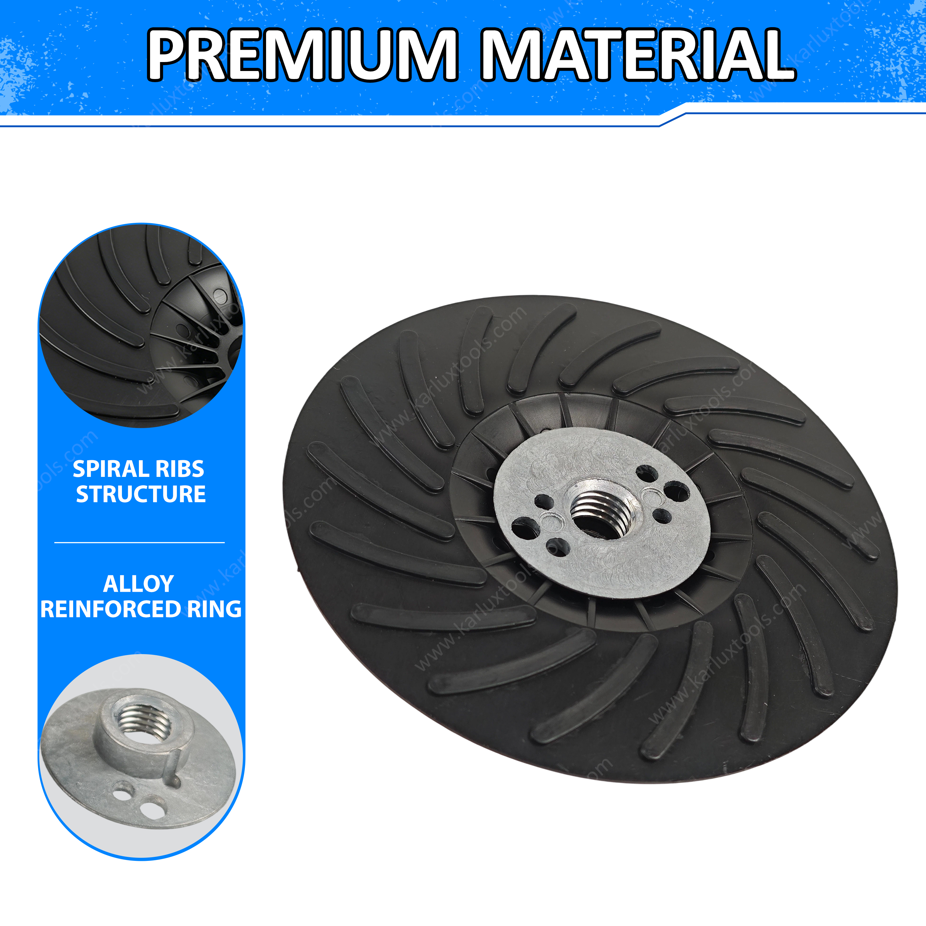 125mm M14 Thread Angle Grinder Backing Pad Spiral Rib Cooling Sanding Pad Reinforced Plastic Backup Pad for Metal Polishing