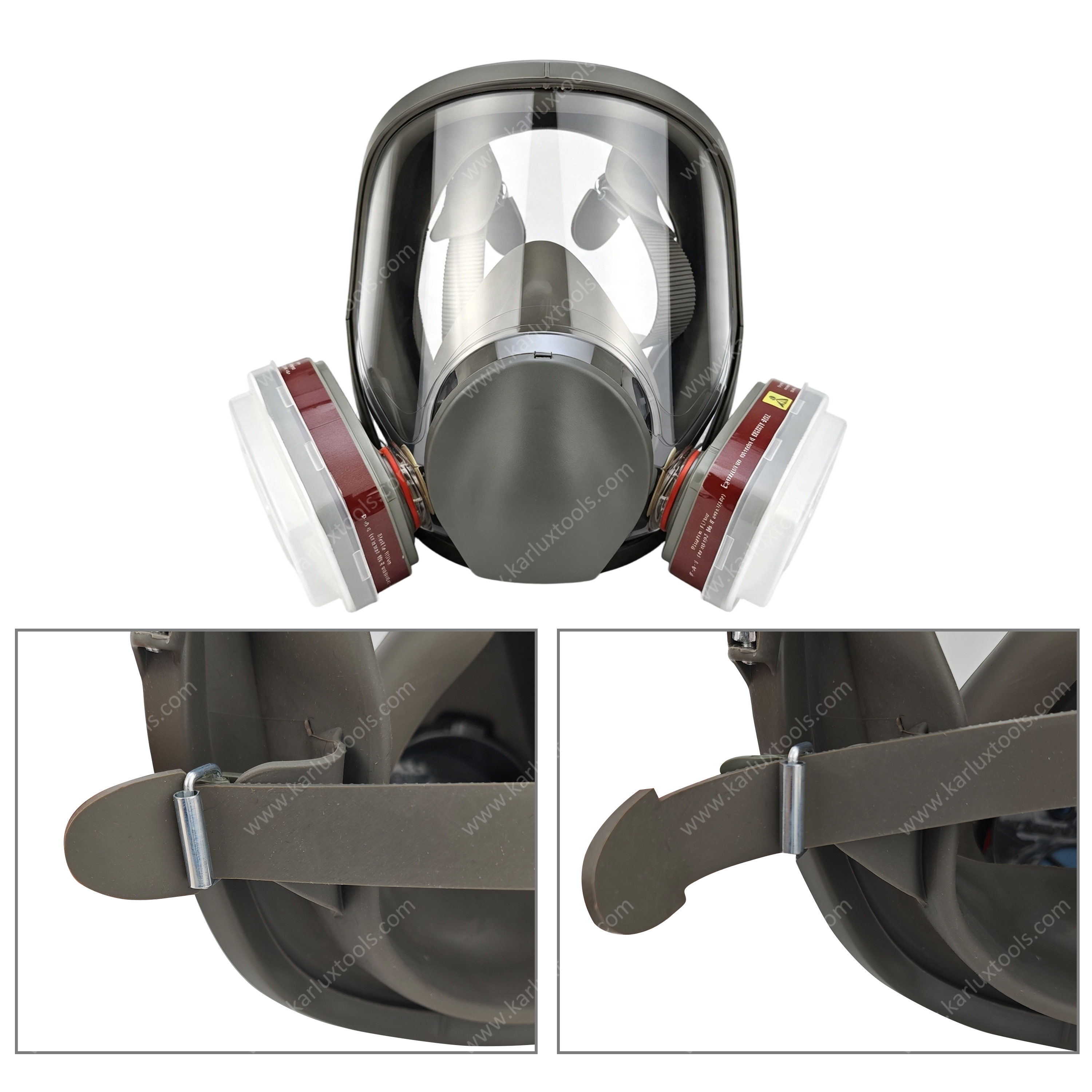 Dual Cartridge Anti-Fog Panoramic Lens Reusable Full Face Respirator Gas Mask Set for Spray Painting Chemical Laboratory