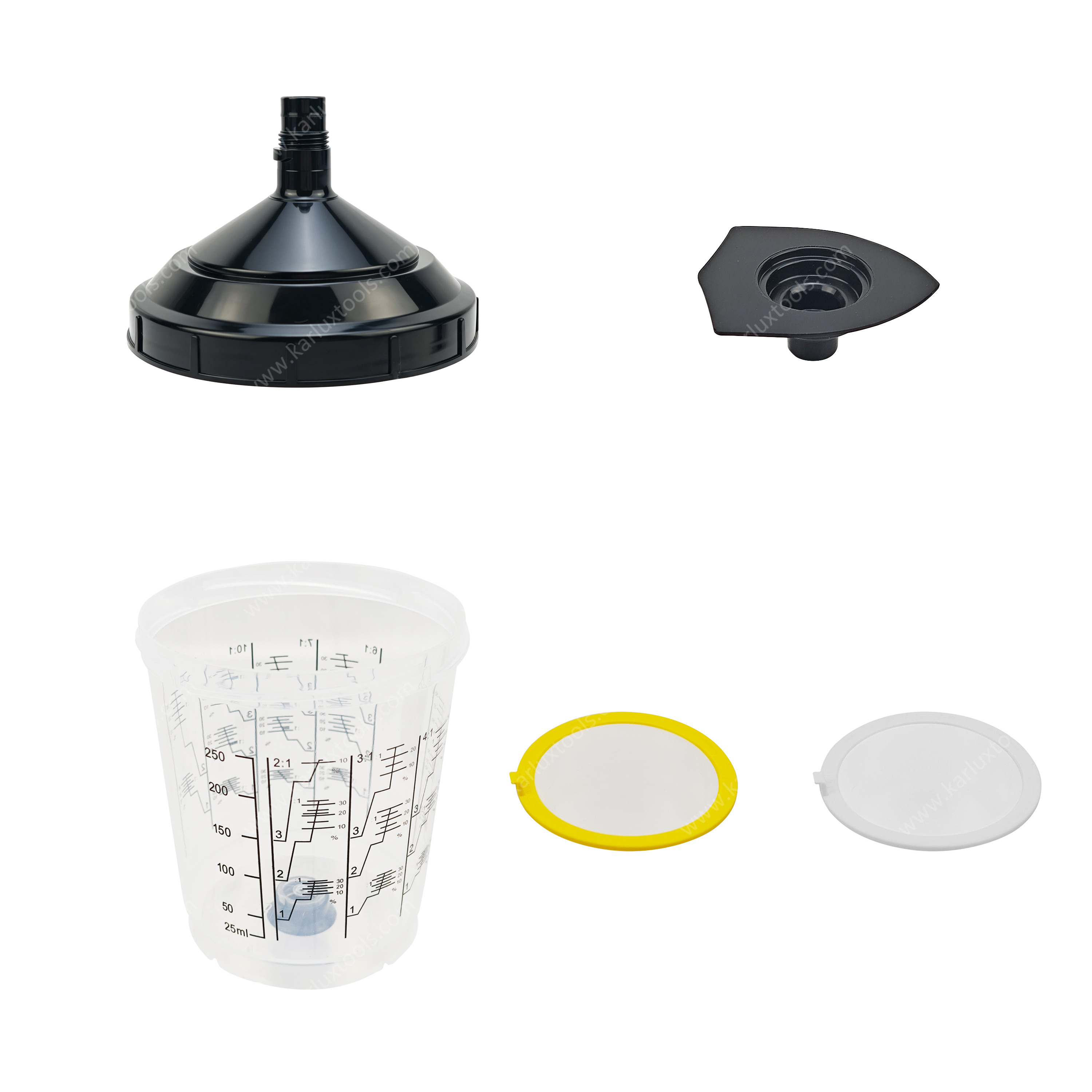 250ml 50 Pcs 125 190 Micron Mesh Filter Disposable Spray Gun Paint Measuring Cup System for Auto Body Refinishing