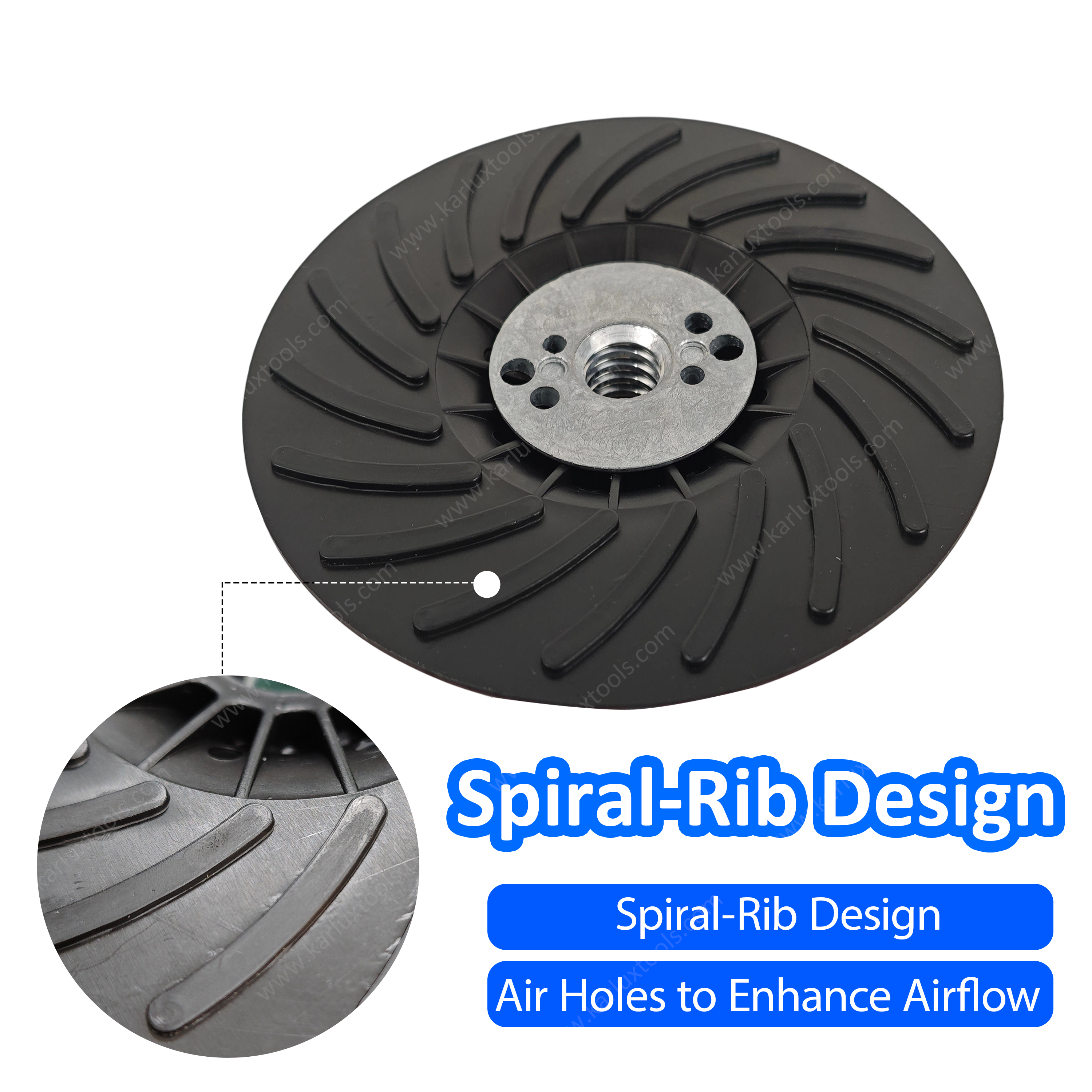 125mm M14 Thread Angle Grinder Backing Pad Spiral Rib Cooling Sanding Pad Reinforced Plastic Backup Pad for Metal Polishing