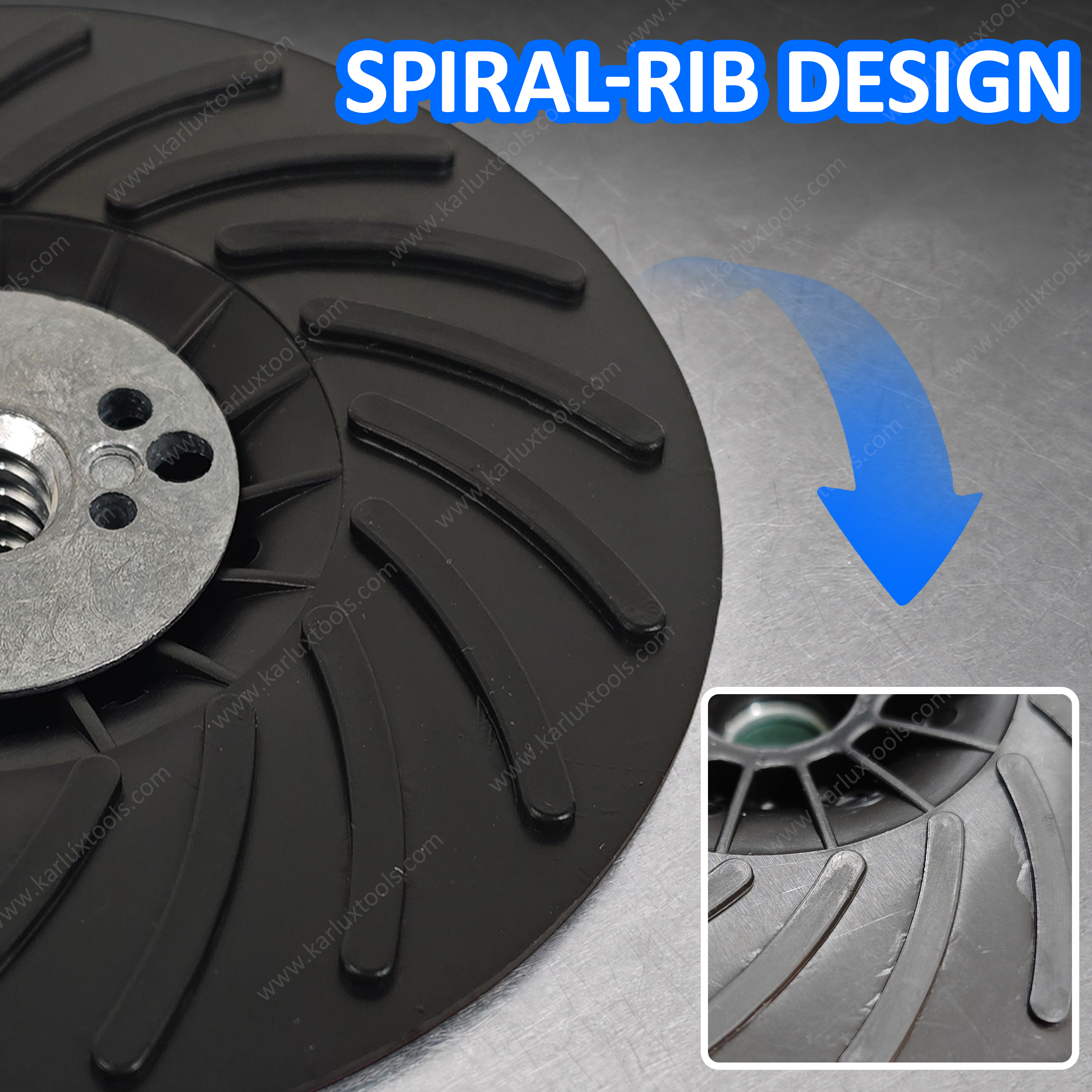 125mm M14 Thread Angle Grinder Backing Pad Spiral Rib Cooling Sanding Pad Reinforced Plastic Backup Pad for Metal Polishing