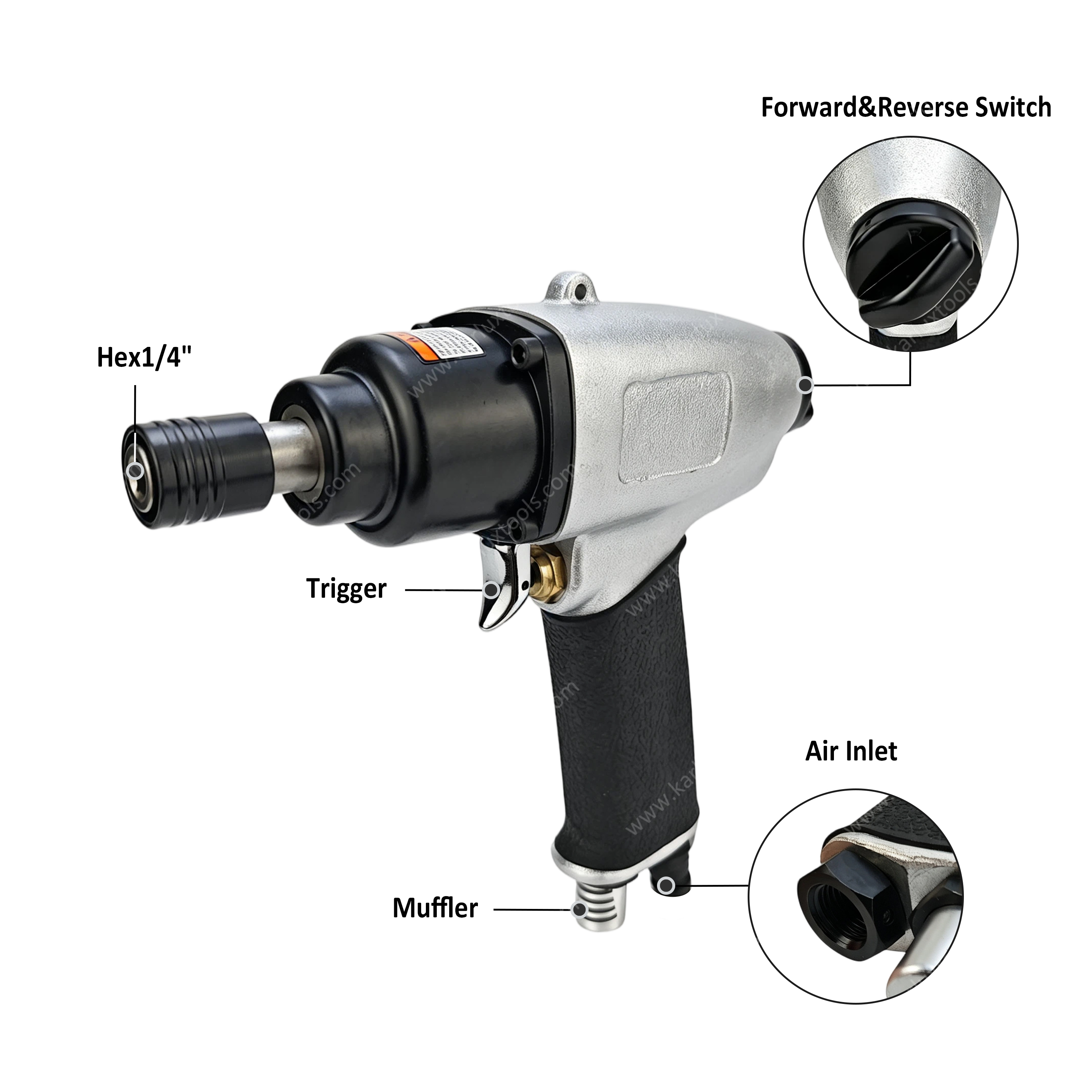 70Nm 9000rpm 1/4 Inch 8-10mm High Torque Pistol Grip Air Screwdriver Heavy Duty Pneumatic Screw Driver for Auto Assembly