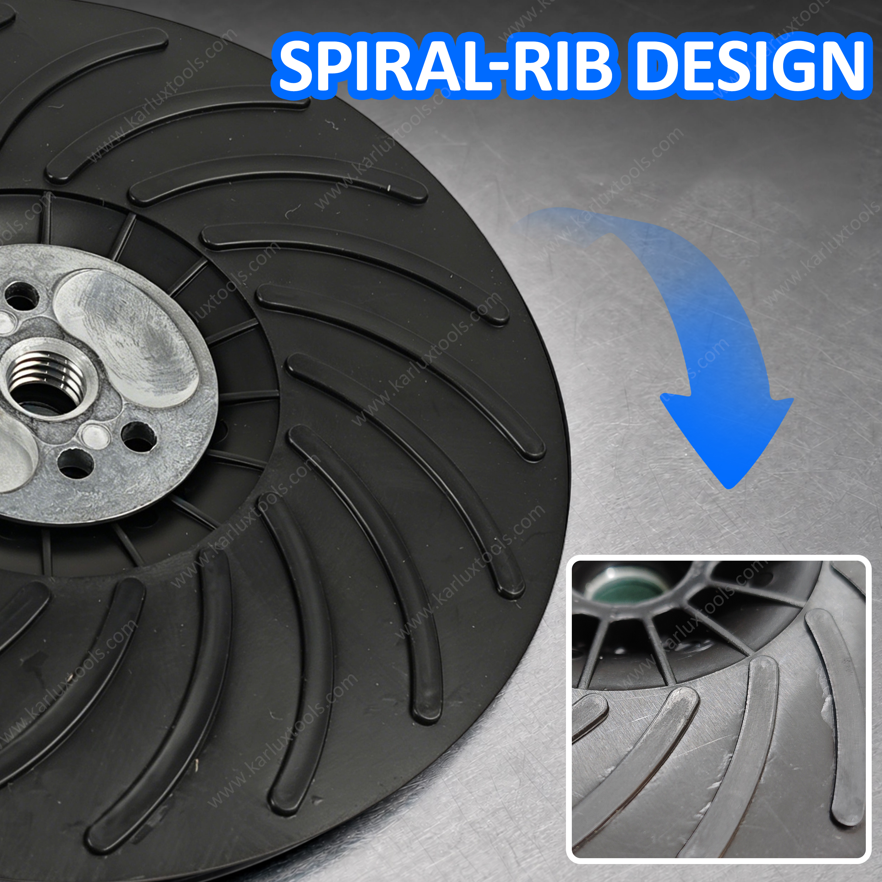 180mm M14 Thread Angle Grinder Backing Pad Spiral Rib Cooling Sanding Pad Reinforced Plastic Backup Pad for Metal Polishing